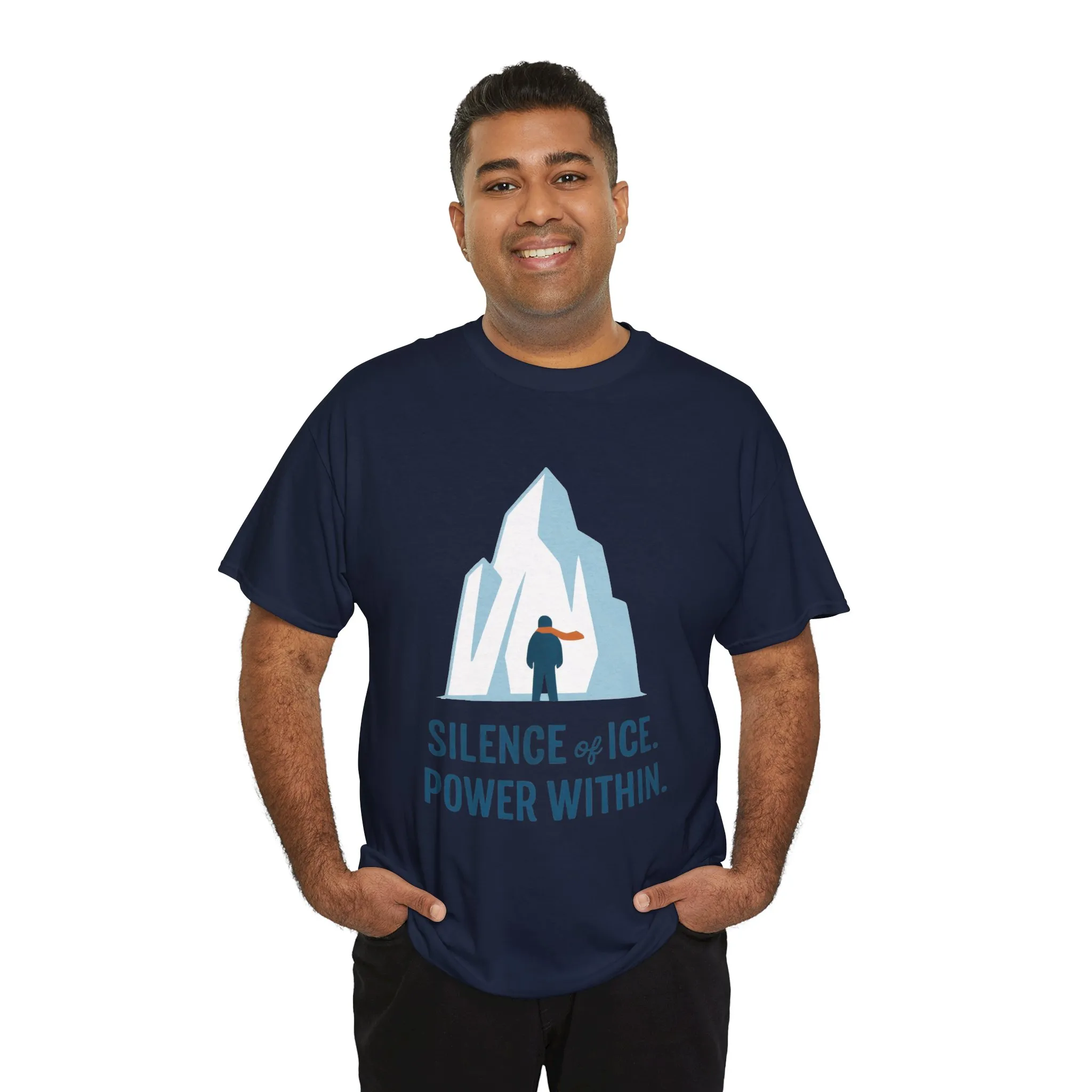 Silence of Ice Power Within Mens T-Shirt, Minimalist Nordic Iceberg Graphic Tee - Image 27