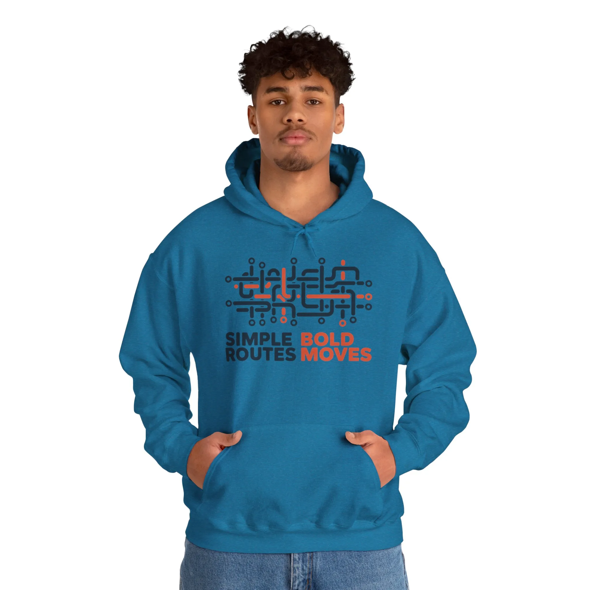 Mens Heavy Blend™ Hooded Sweatshirt, Simple Routes Bold Moves Hoodie, Unisex Metro Map Graphic, Urban Streetwear - Image 31