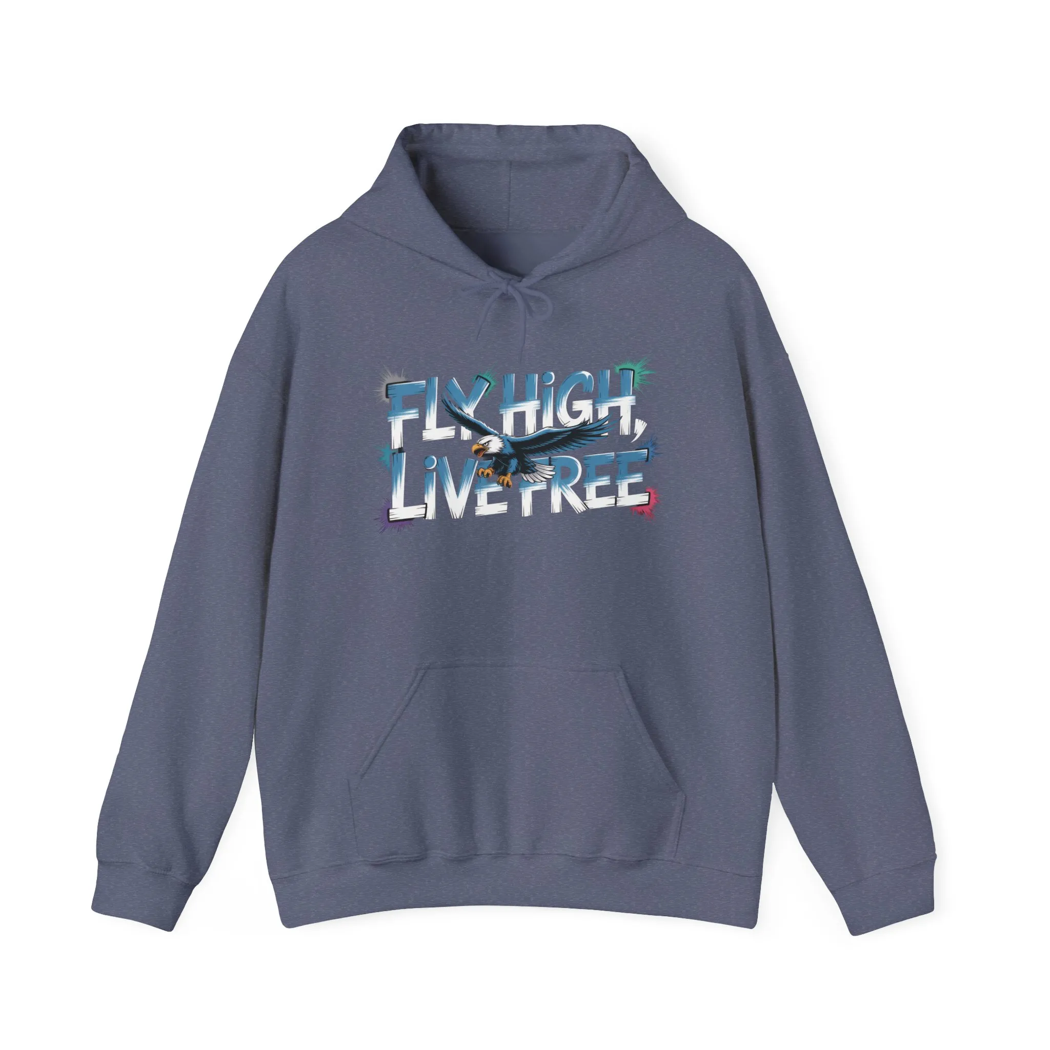 Mens Heavy Blend™ Hooded Sweatshirt, Fly High Live Free Eagle Mens Hoodie Streetwear - Image 29