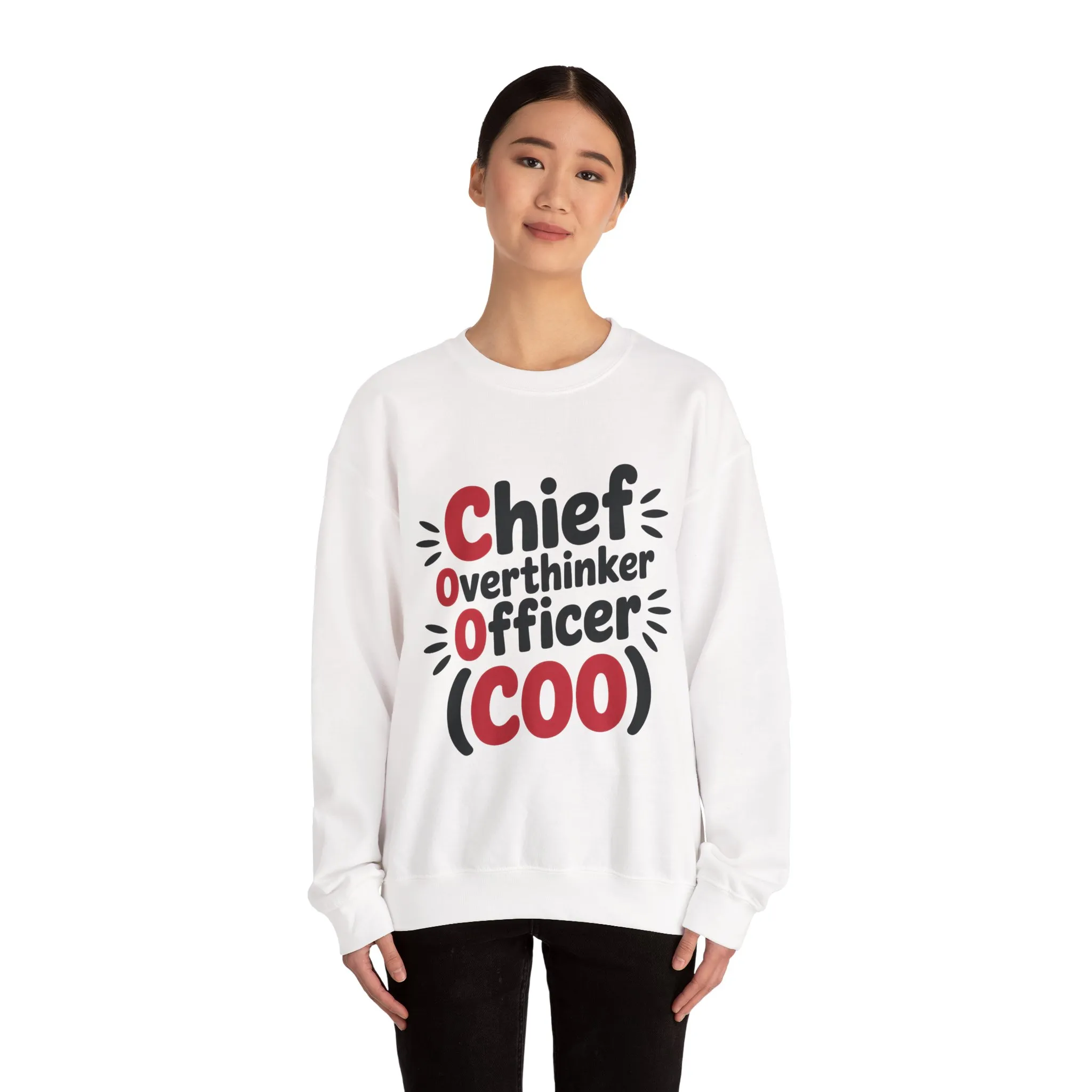Chief Overthinker Officer Women's Sweatshirt, COO Funny Office Humor Graphic Pullover, Women's Heavy Blend™ Crewneck Sweatshirt - Image 2