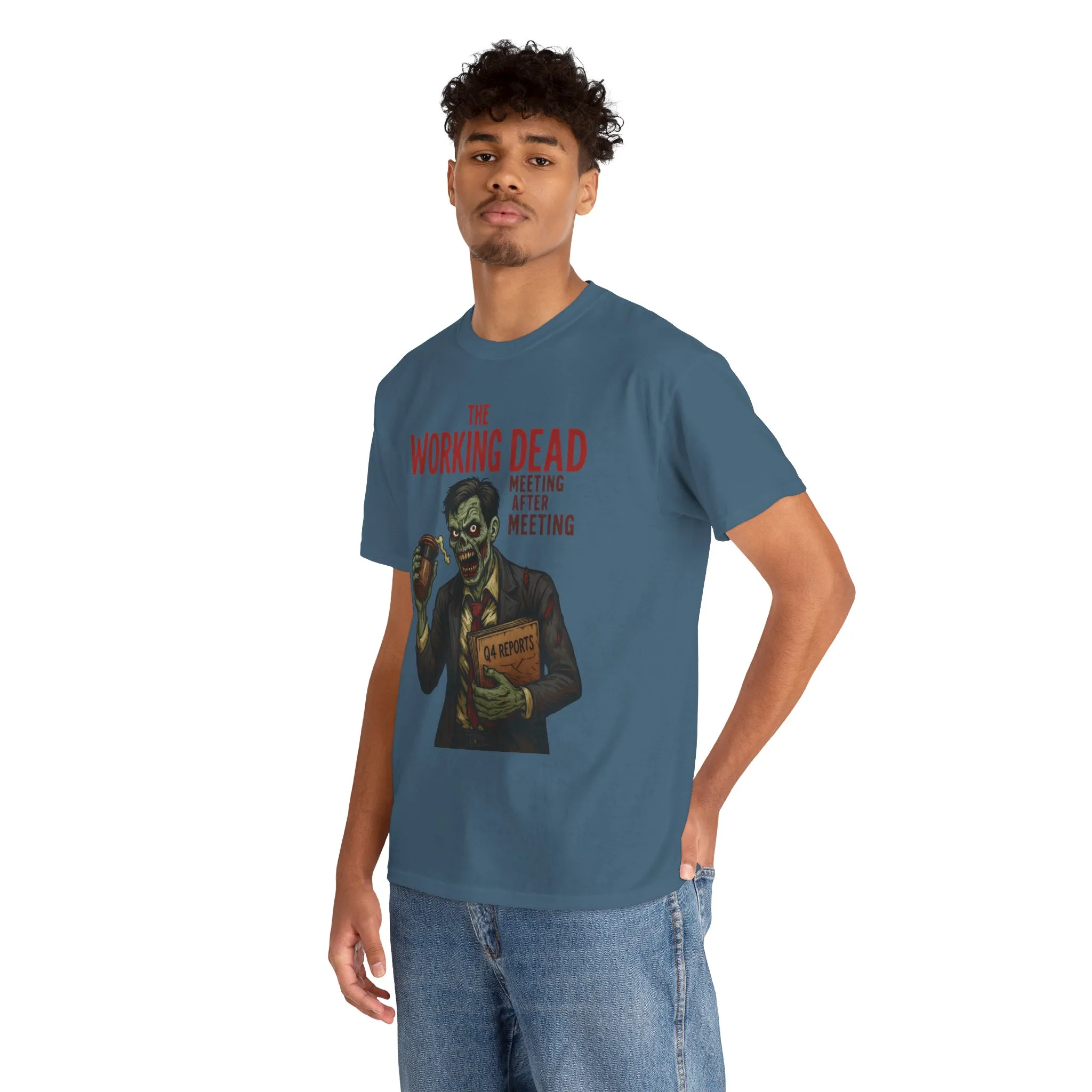 The Working Dead Men's Funny Zombie Work T-Shirt, Office Humor Tee, Meeting Joke Shirt, Halloween Office Tee - Image 35