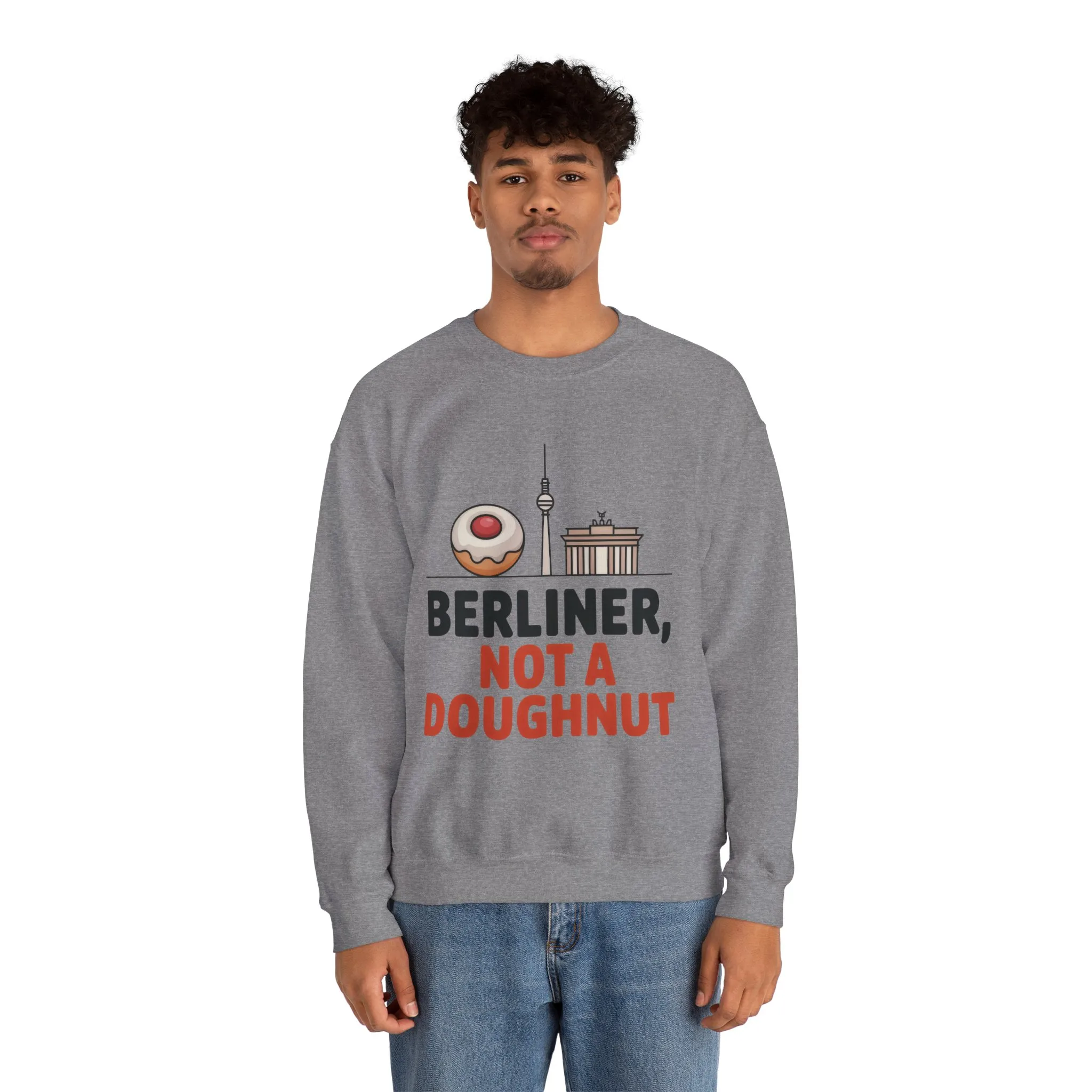 Mens Heavy Blend™ Crewneck Sweatshirt, Berliner Not a Doughnut Funny Berlin Mens Sweatshirt - Image 14