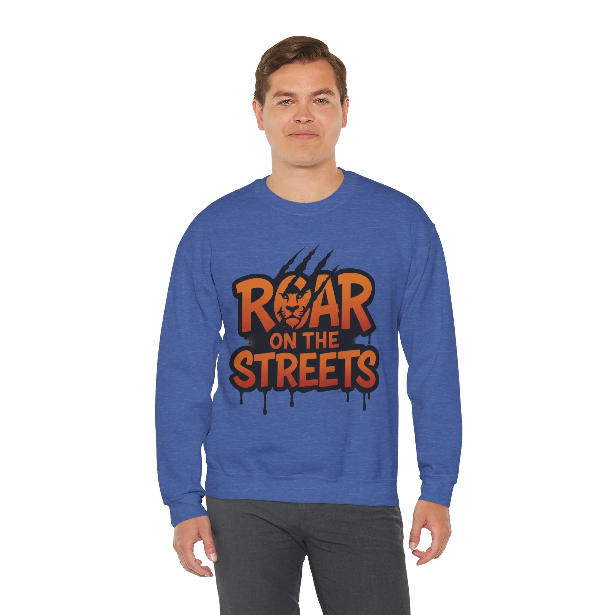 Mens Heavy Blend™ Crewneck Sweatshirt, Roar on the Streets Mens Lion Crewneck Sweatshirt - Image 24
