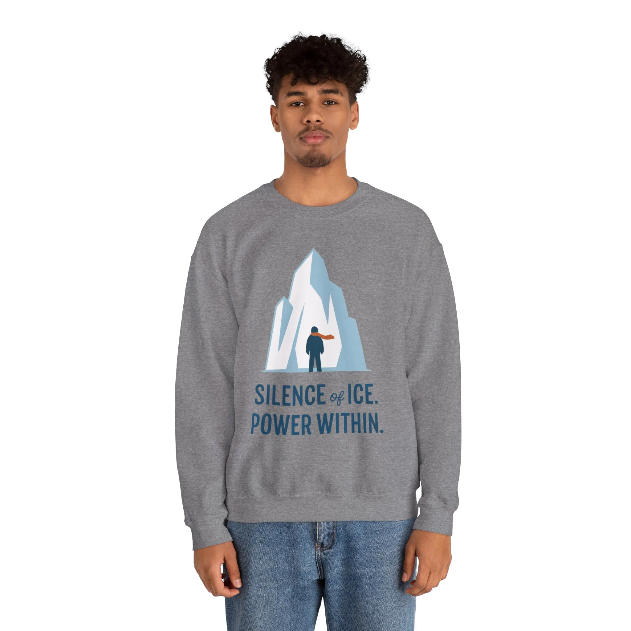 Mens Heavy Blend™ Crewneck Sweatshirt, Silence of Ice Power Within Sweatshirt, Nordic Iceberg Minimalist Pullover - Image 17