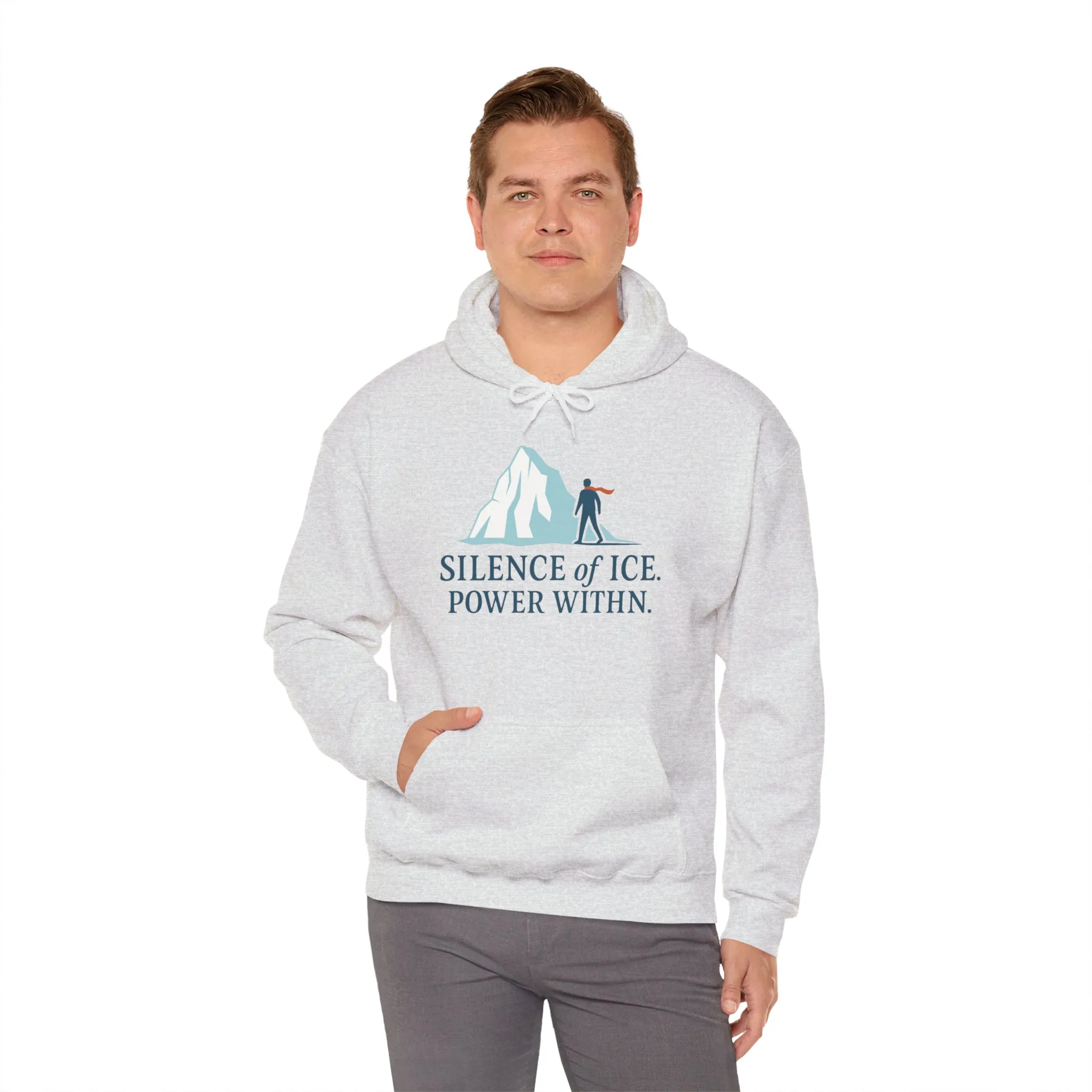 Mens Heavy Blend™ Hooded Sweatshirt, Silence of Ice Power Within Hoodie, Nordic Minimal Iceberg Graphic Streetwear - Image 8