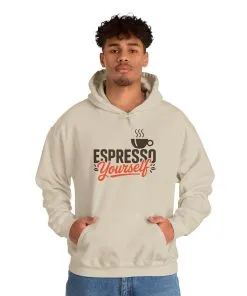 Mens Heavy Blend™ Hooded Sweatshirt, Espresso Yourself Mens Hoodie, Coffee Lover Funny Graphic Pullover