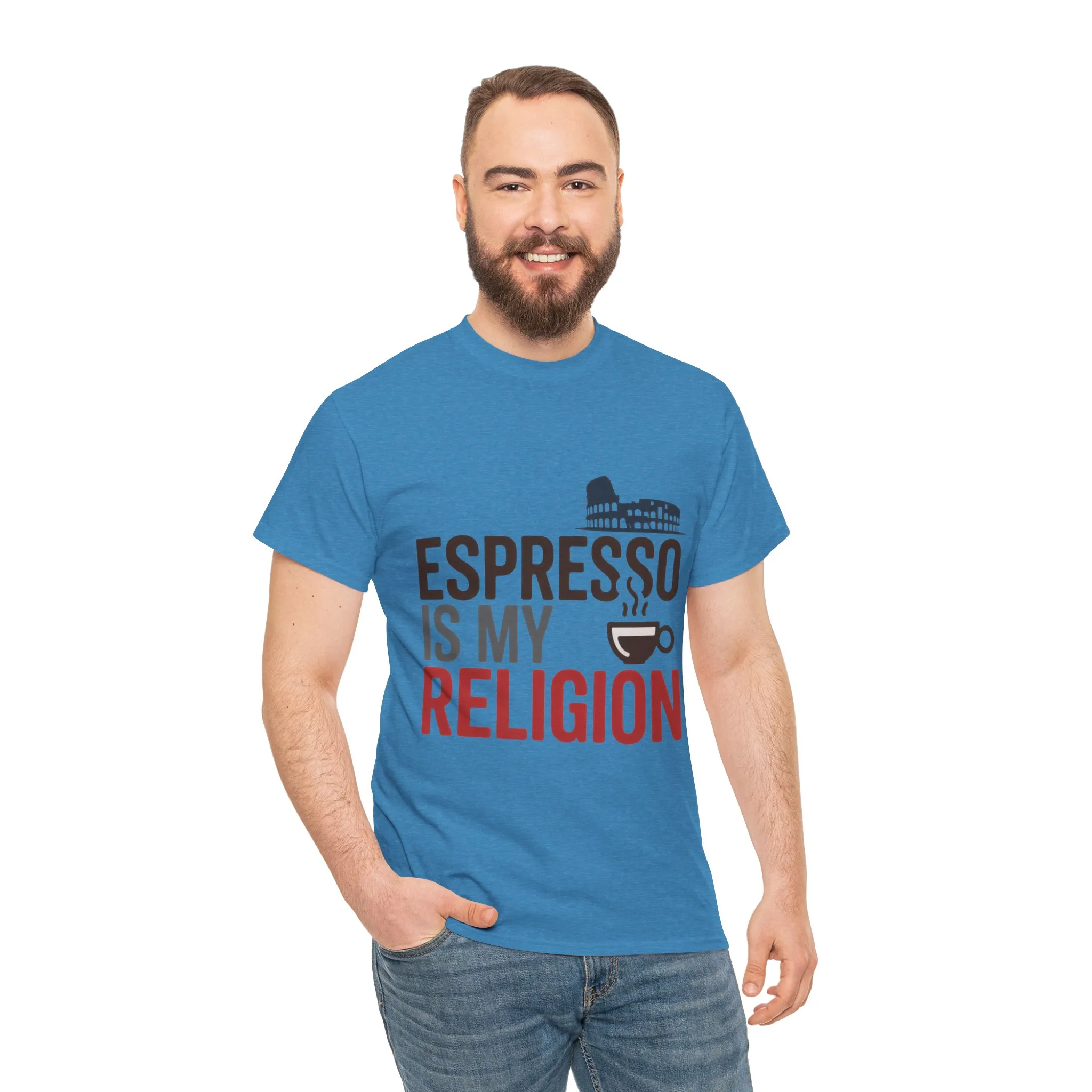 Espresso Is My Religion Coffee Rome Graphic Mens T-Shirt, Coffee Lover Gift - Image 17