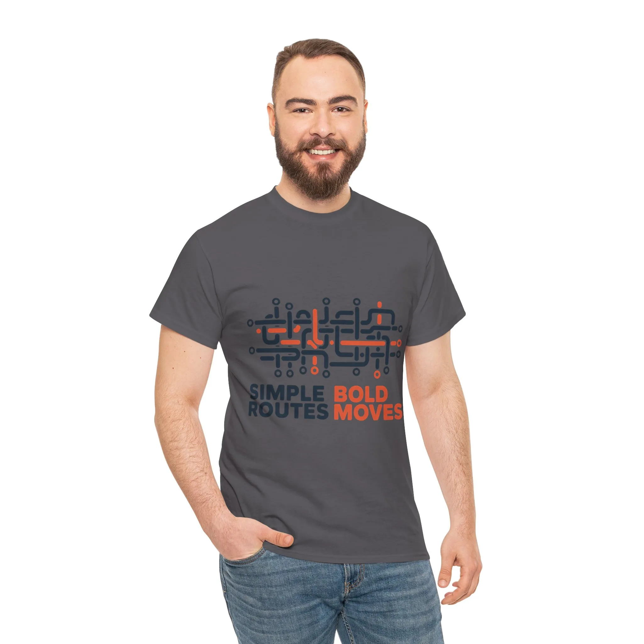 Simple Routes Bold Moves Mens T-Shirt, Minimal Urban Metro Map Graphic Tee - Image 23
