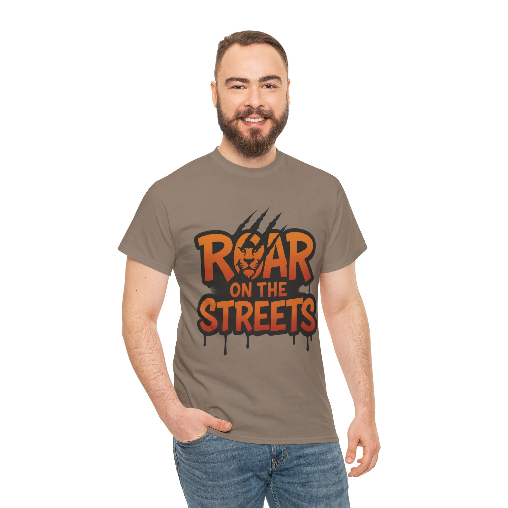 Roar on the Streets Lion Graphic Mens Urban T-Shirt, Lion Shirt - Image 5