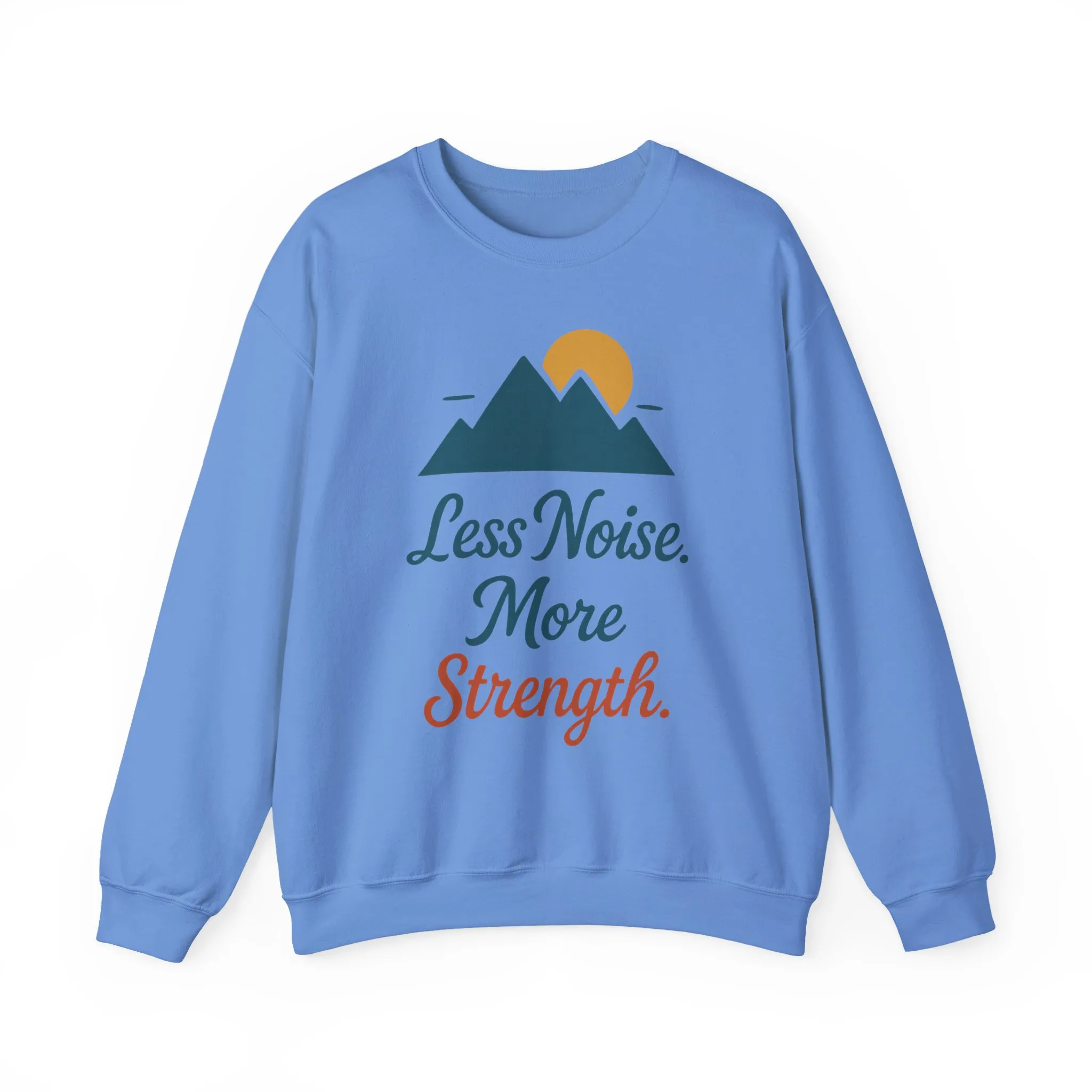 Mens Less Noise More Strength Sweatshirt, Motivational Mountain Pullover Top, Mens Heavy Blend™ Crewneck Sweatshirt - Image 16