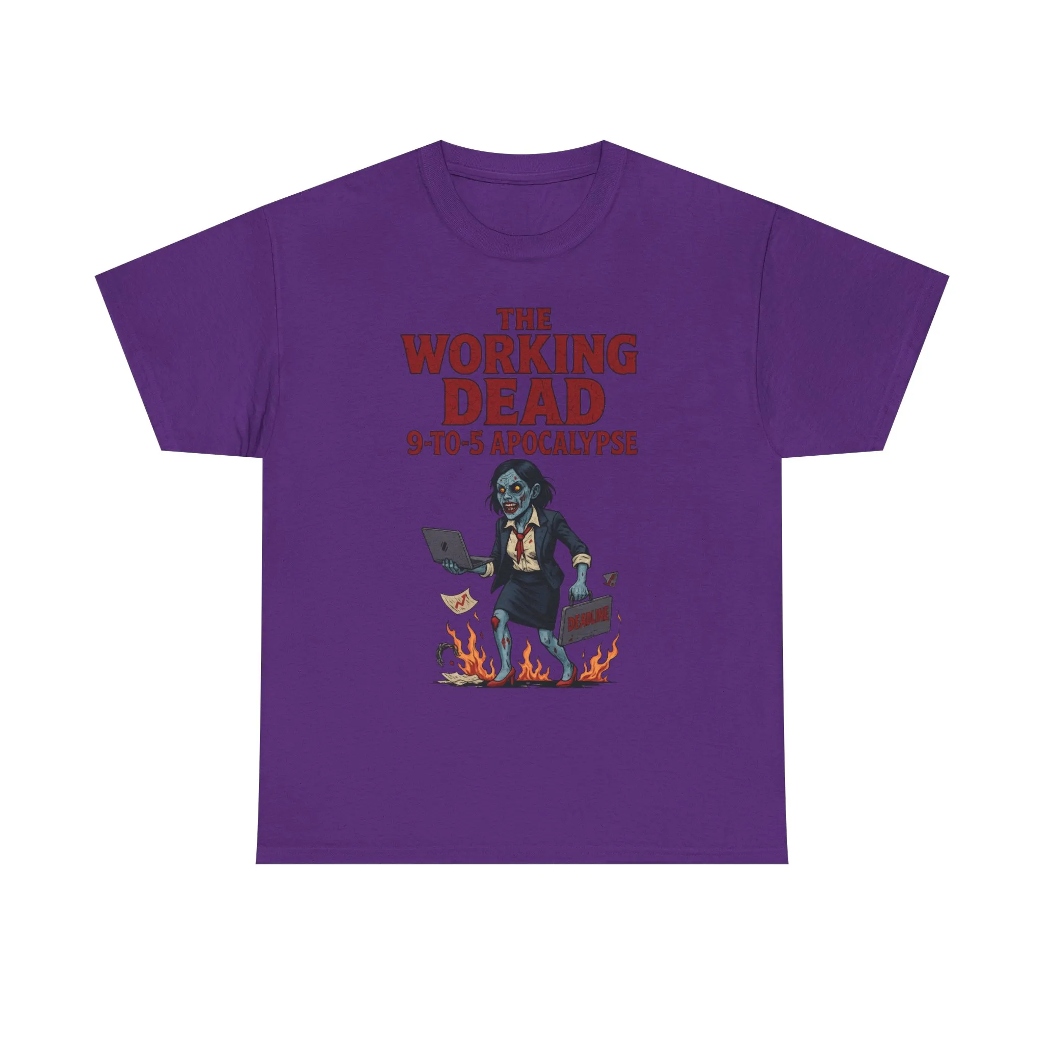 The Working Dead 9-to-5 Apocalypse Women's T-Shirt, Horror Office Zombie Top, Halloween Office Humor - Image 27