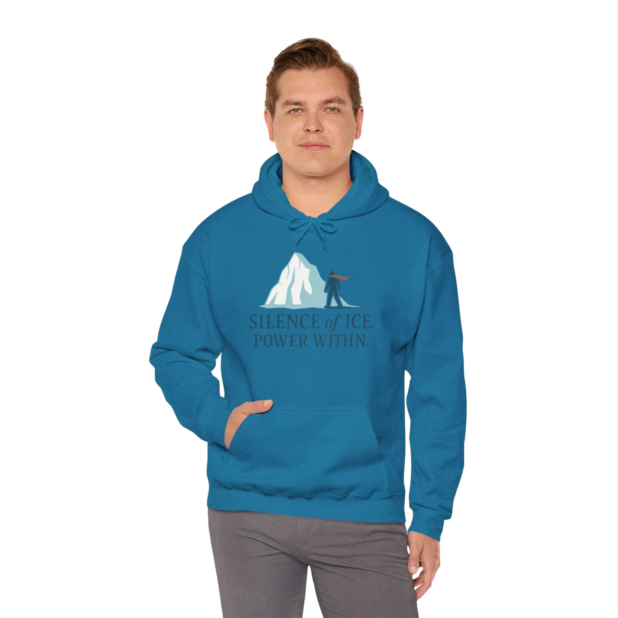 Mens Heavy Blend™ Hooded Sweatshirt, Silence of Ice Power Within Hoodie, Nordic Minimal Iceberg Graphic Streetwear - Image 36