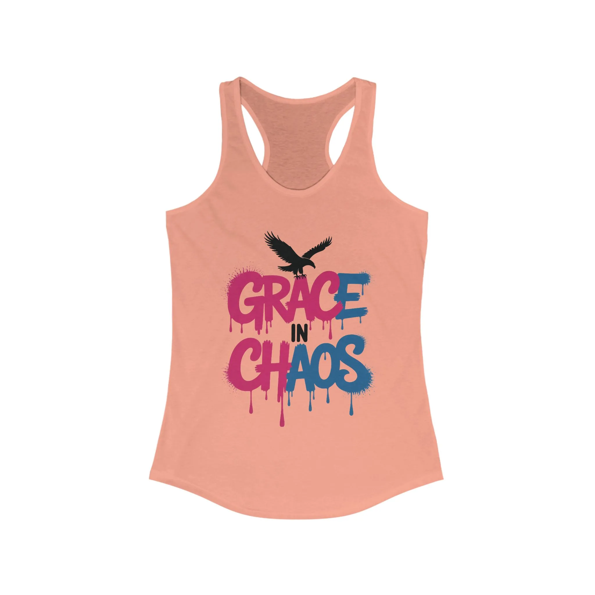 Women's Tank Top Grace in Chaos, Graffiti Dripping Street Art Bold Graphic Summer Shirt ,Women's Ideal Racerback Tank - Image 5