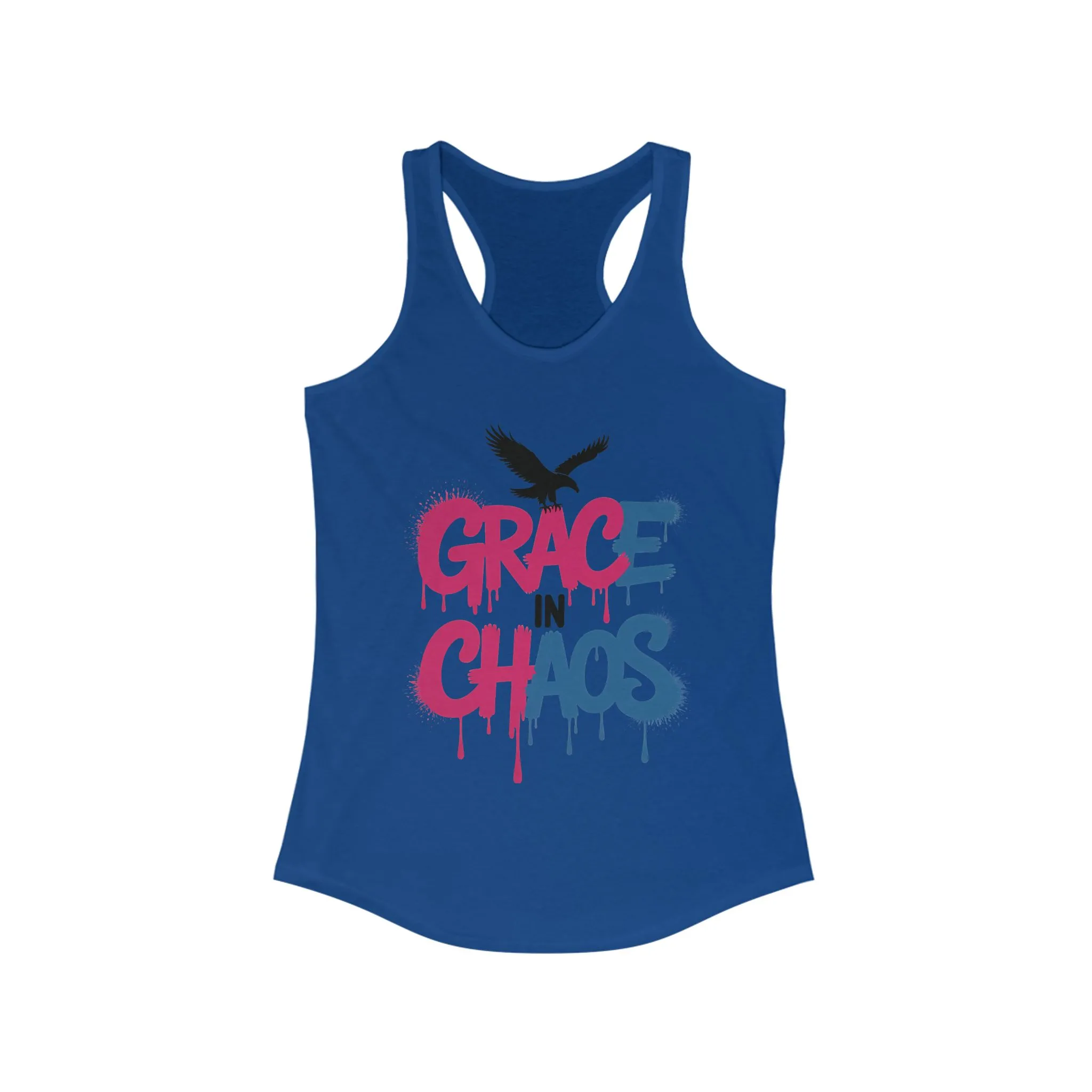 Women's Tank Top Grace in Chaos, Graffiti Dripping Street Art Bold Graphic Summer Shirt ,Women's Ideal Racerback Tank - Image 11