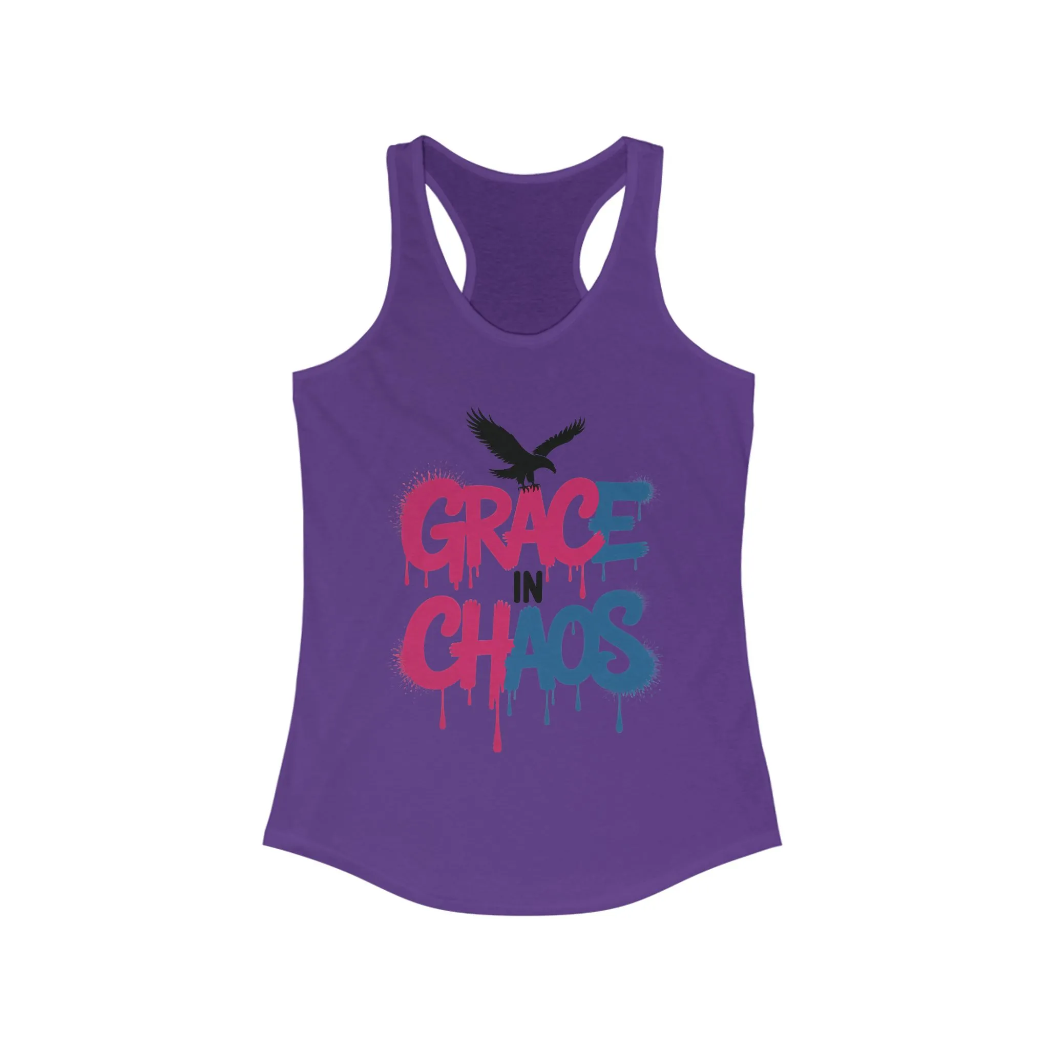 Women's Tank Top Grace in Chaos, Graffiti Dripping Street Art Bold Graphic Summer Shirt ,Women's Ideal Racerback Tank - Image 15