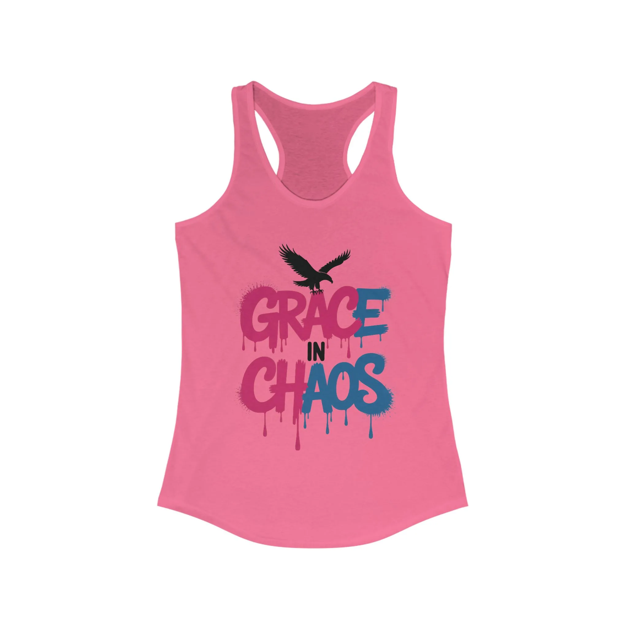 Women's Tank Top Grace in Chaos, Graffiti Dripping Street Art Bold Graphic Summer Shirt ,Women's Ideal Racerback Tank - Image 17