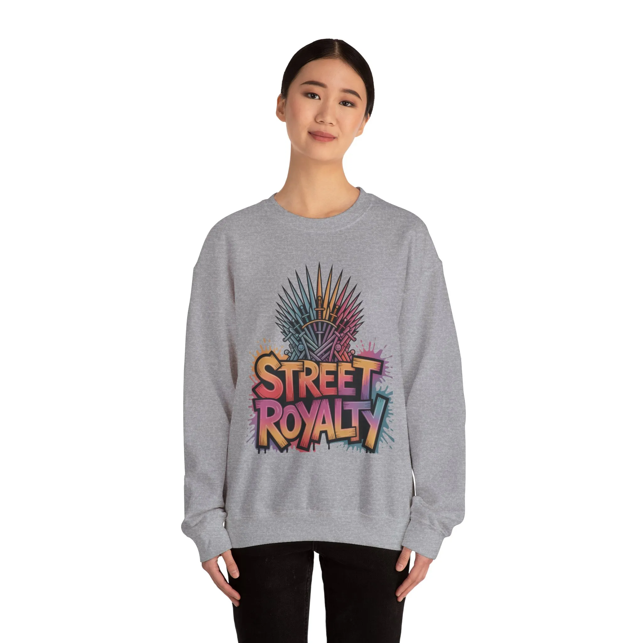 Street Royalty Women's Crewneck Sweatshirt, Graffiti Crown Graphic Pullover, Urban Streetwear Top - Image 7