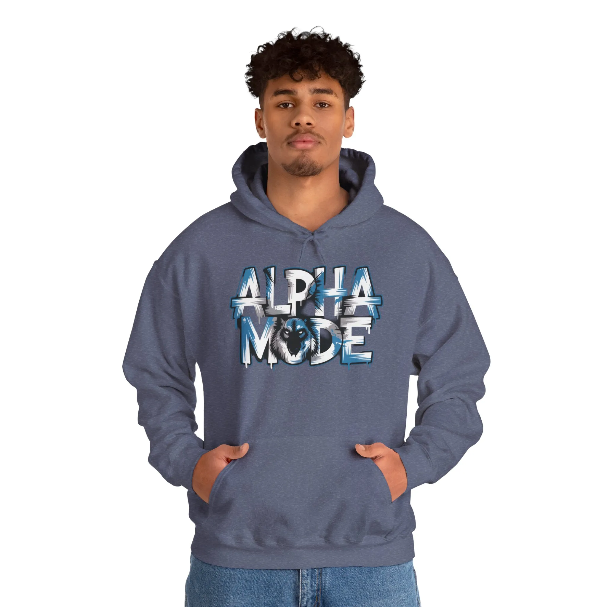 Mens Heavy Blend™ Hooded Sweatshirt, Alpha Mode Wolf Hoodie Mens Bold Streetwear - Image 35