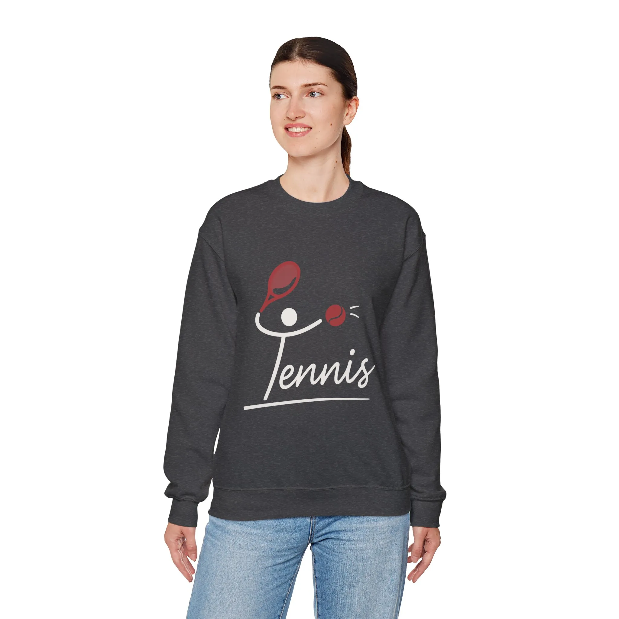 Womens Heavy Blend™ Crewneck Sweatshirt, Womens Tennis Sweatshirt, Cute Sports Graphic Pullover, Workout Gym Activewear Top - Image 16