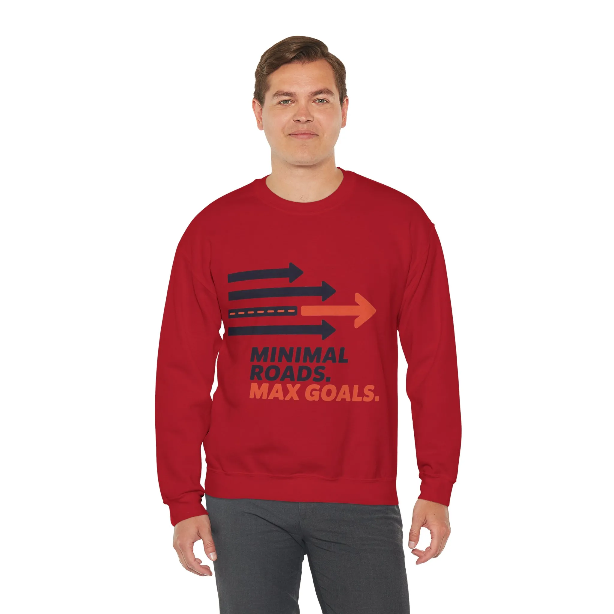 Mens Heavy Blend™ Crewneck Sweatshirt, Minimal Roads Max Goals Motivational Mens Sweatshirt - Image 27