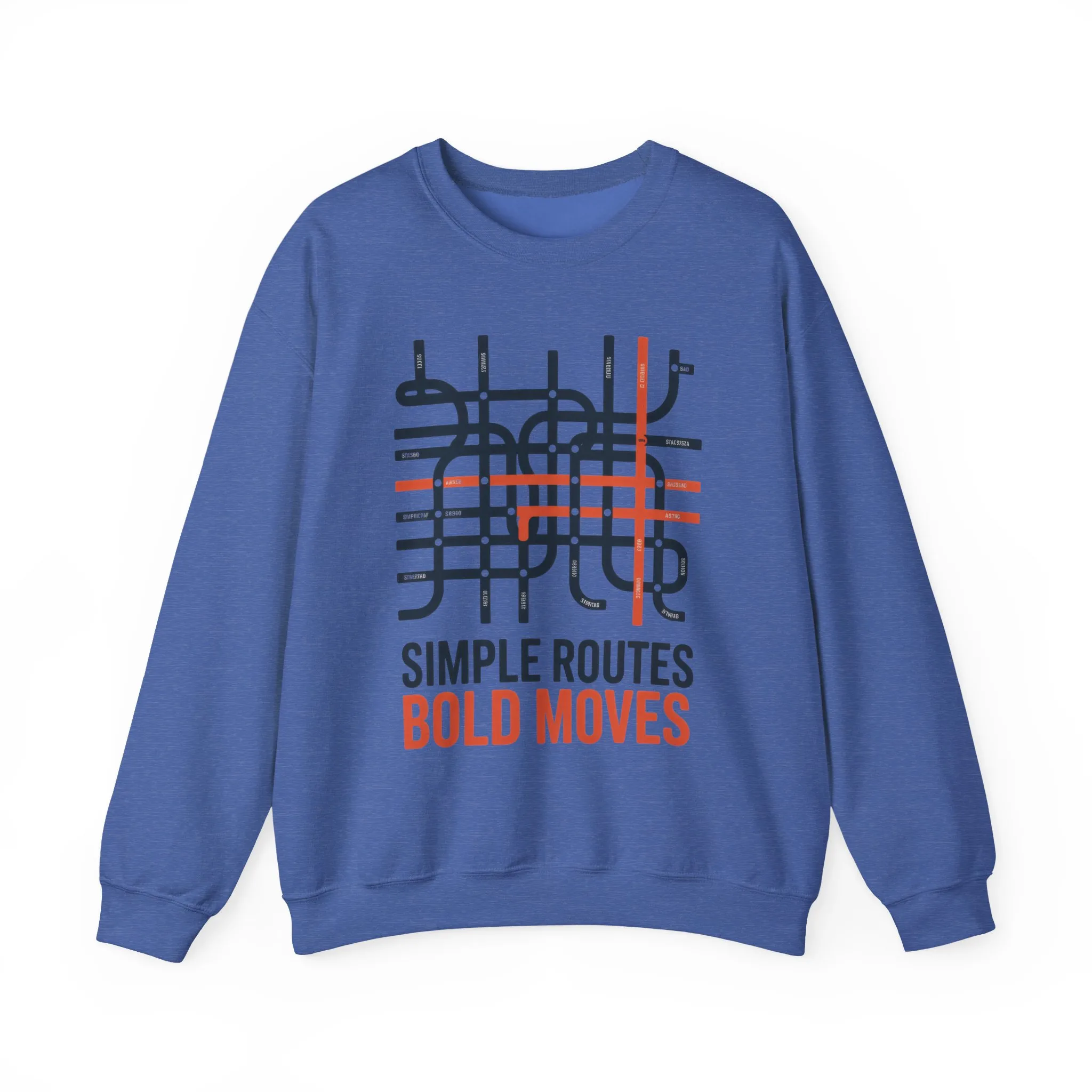 Mens Heavy Blend™ Crewneck Sweatshirt, Simple Routes Bold Moves Sweatshirt, Minimalist Metro Map Graphic Pullover - Image 21