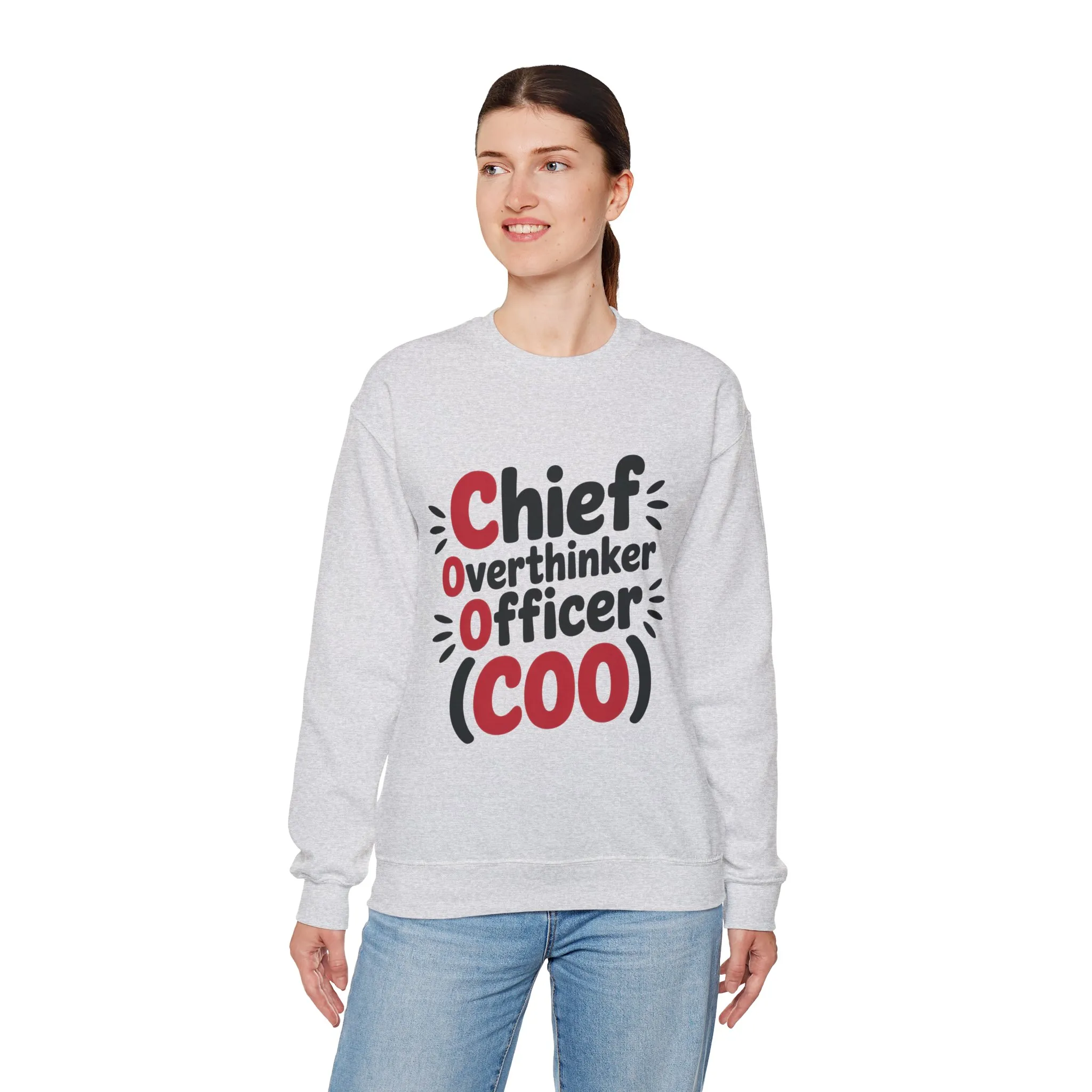 Chief Overthinker Officer Women's Sweatshirt, COO Funny Office Humor Graphic Pullover, Women's Heavy Blend™ Crewneck Sweatshirt - Image 6