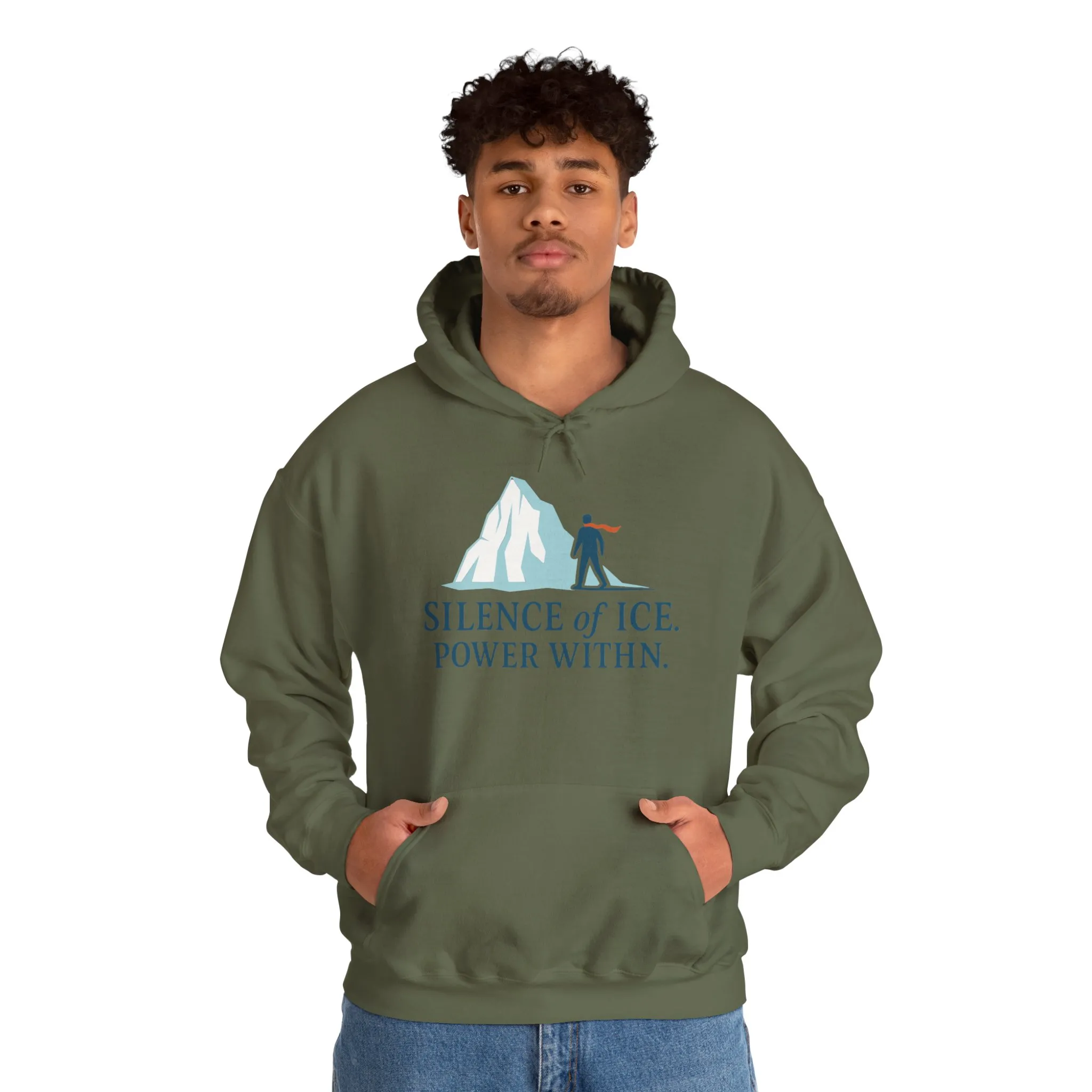 Mens Heavy Blend™ Hooded Sweatshirt, Silence of Ice Power Within Hoodie, Nordic Minimal Iceberg Graphic Streetwear - Image 23