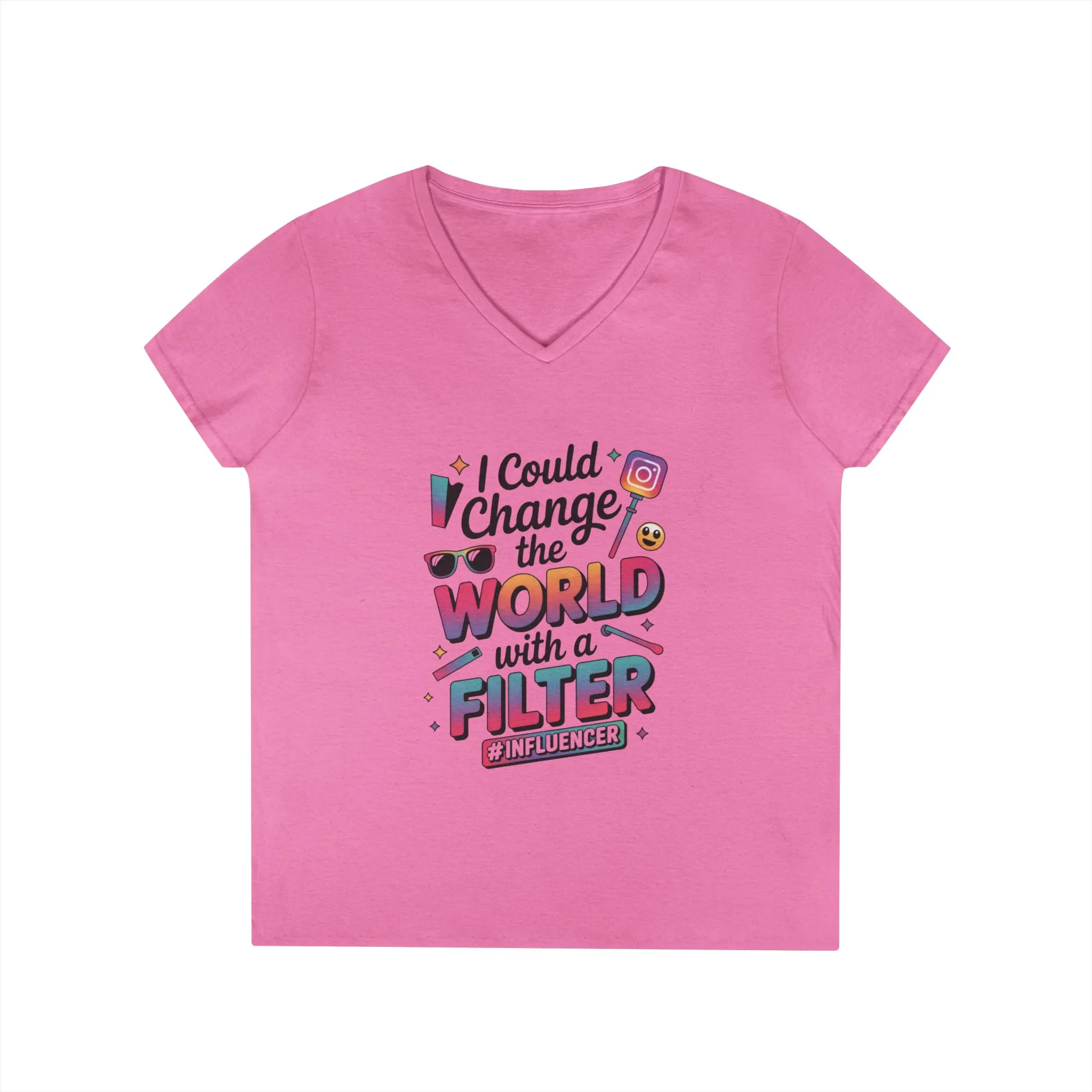 Ladies' V-Neck T-Shirt, Womens Influencer T-Shirt, Funny Social Media Graphic Tee, Cute Trendy Top - Image 22