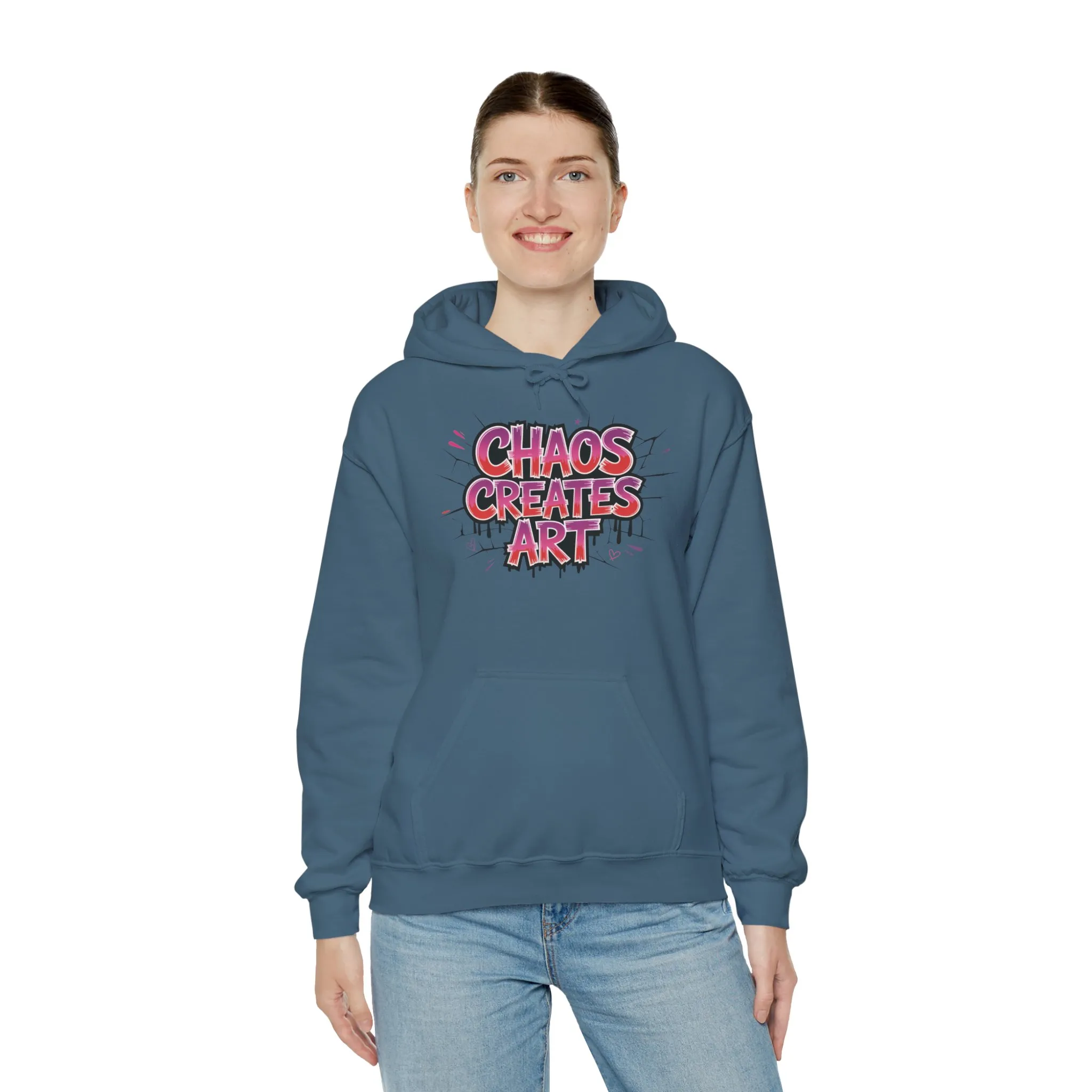 Women's Heavy Blend™ Hooded Sweatshirt, Chaos Creates Art Graffiti Hoodie Womens Streetwear - Image 4