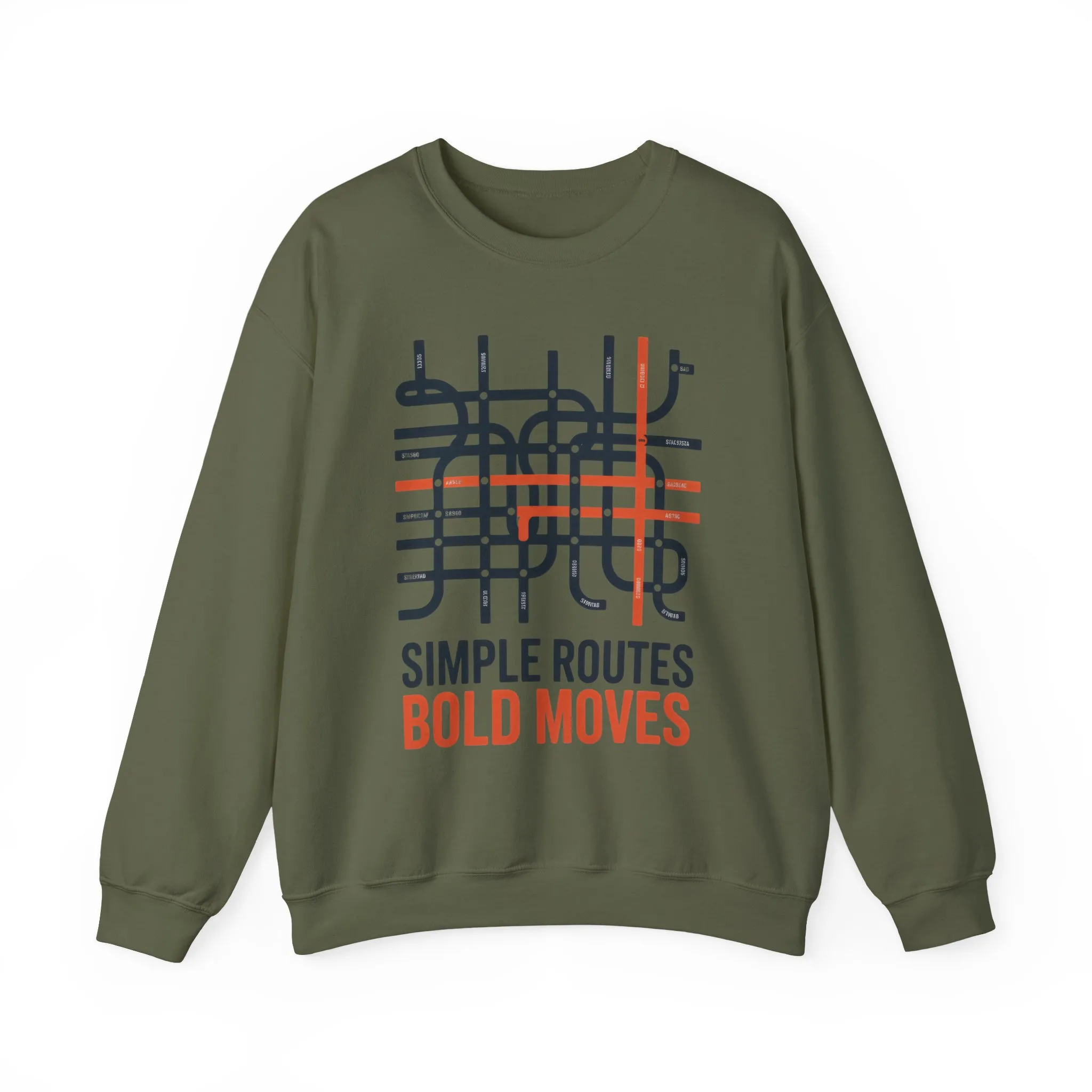 Mens Heavy Blend™ Crewneck Sweatshirt, Simple Routes Bold Moves Sweatshirt, Minimalist Metro Map Graphic Pullover - Image 13