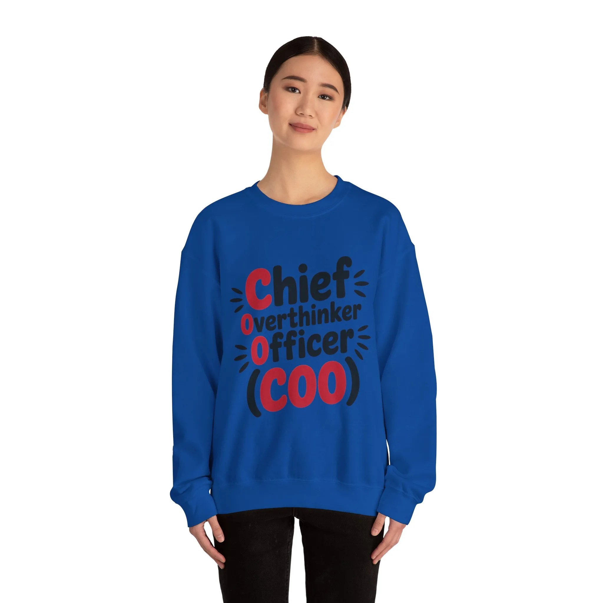 Chief Overthinker Officer Women's Sweatshirt, COO Funny Office Humor Graphic Pullover, Women's Heavy Blend™ Crewneck Sweatshirt - Image 22