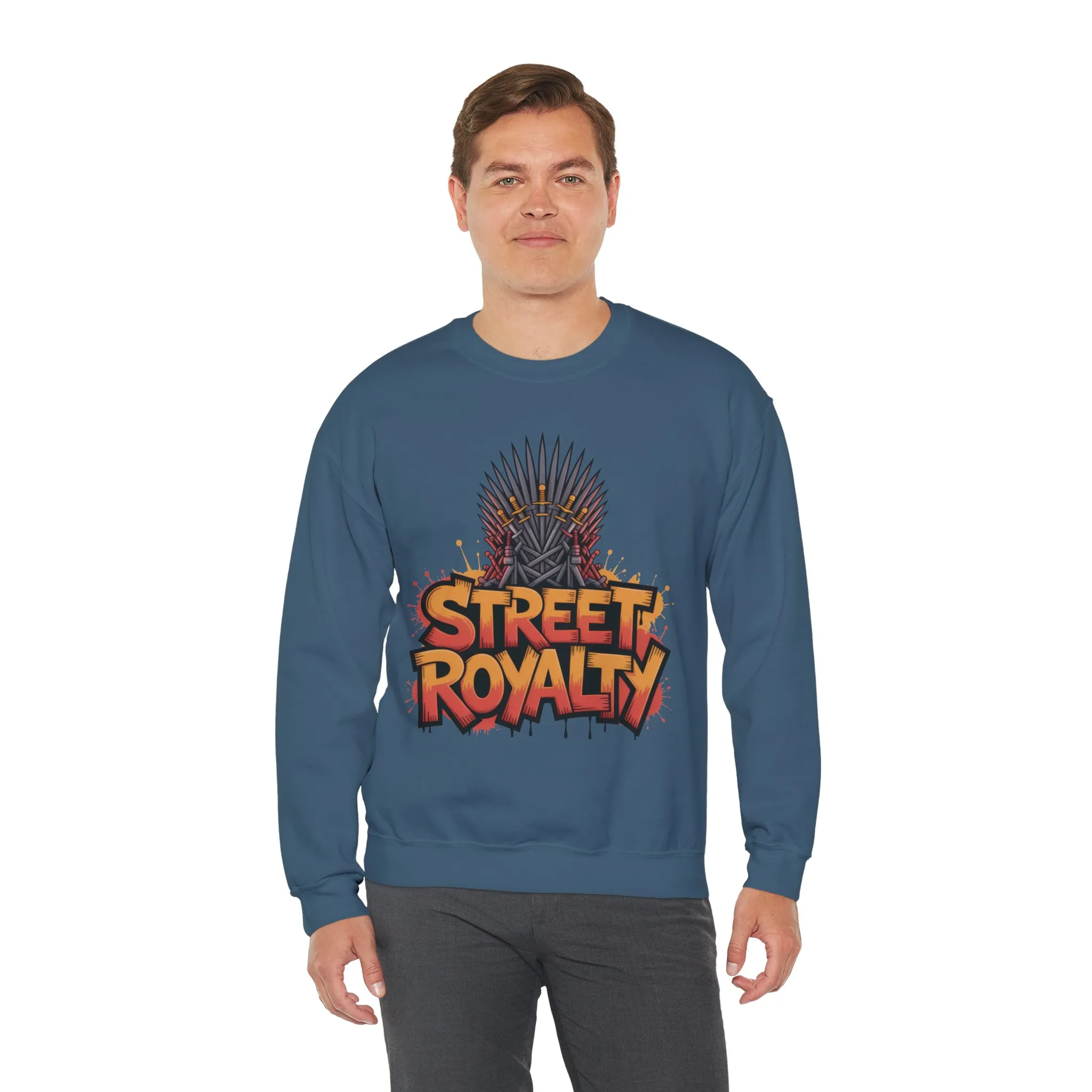 Street Royalty Men's Crewneck Sweatshirt, Graffiti Crown Graphic Pullover, Urban Streetwear Top for Men - Image 18