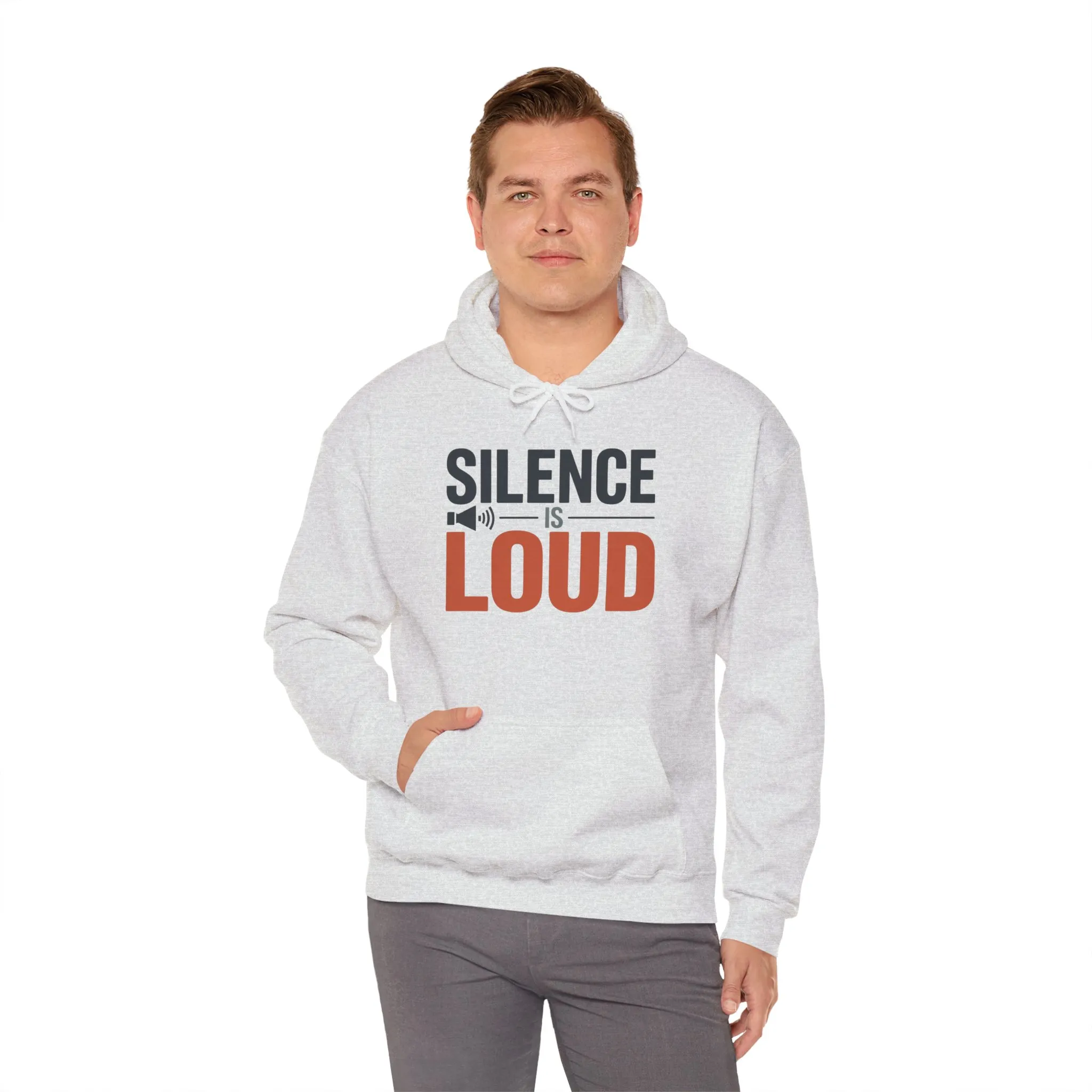 Mens Heavy Blend™ Hooded Sweatshirt, Silence Is Loud Graphic Motivational Mens Hoodie - Image 8
