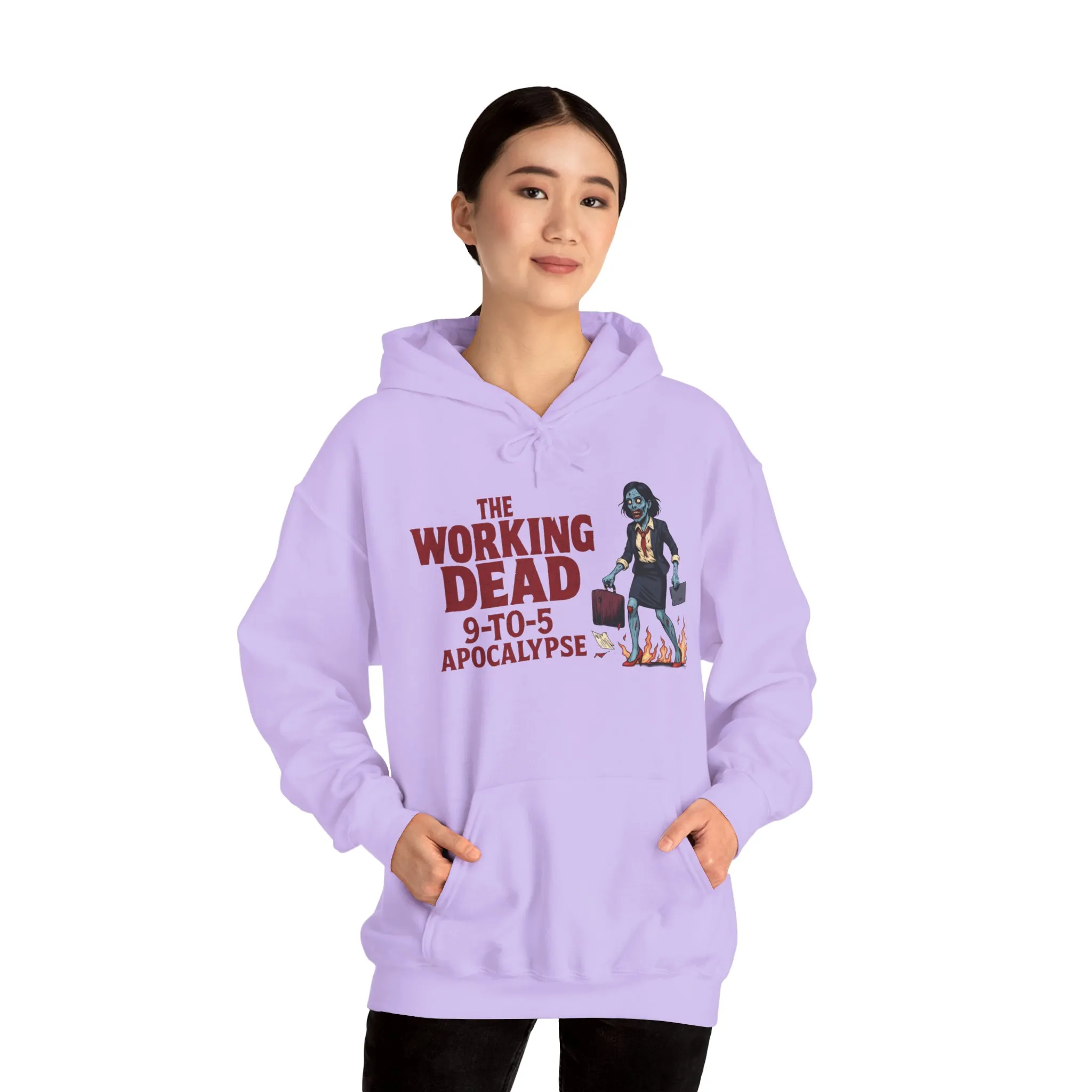 The Working Dead 9-to-5 Apocalypse Hoodie, Women's Horror Office Zombie Sweatshirt, Halloween Zombie Top, Halloween Work Top - Image 51