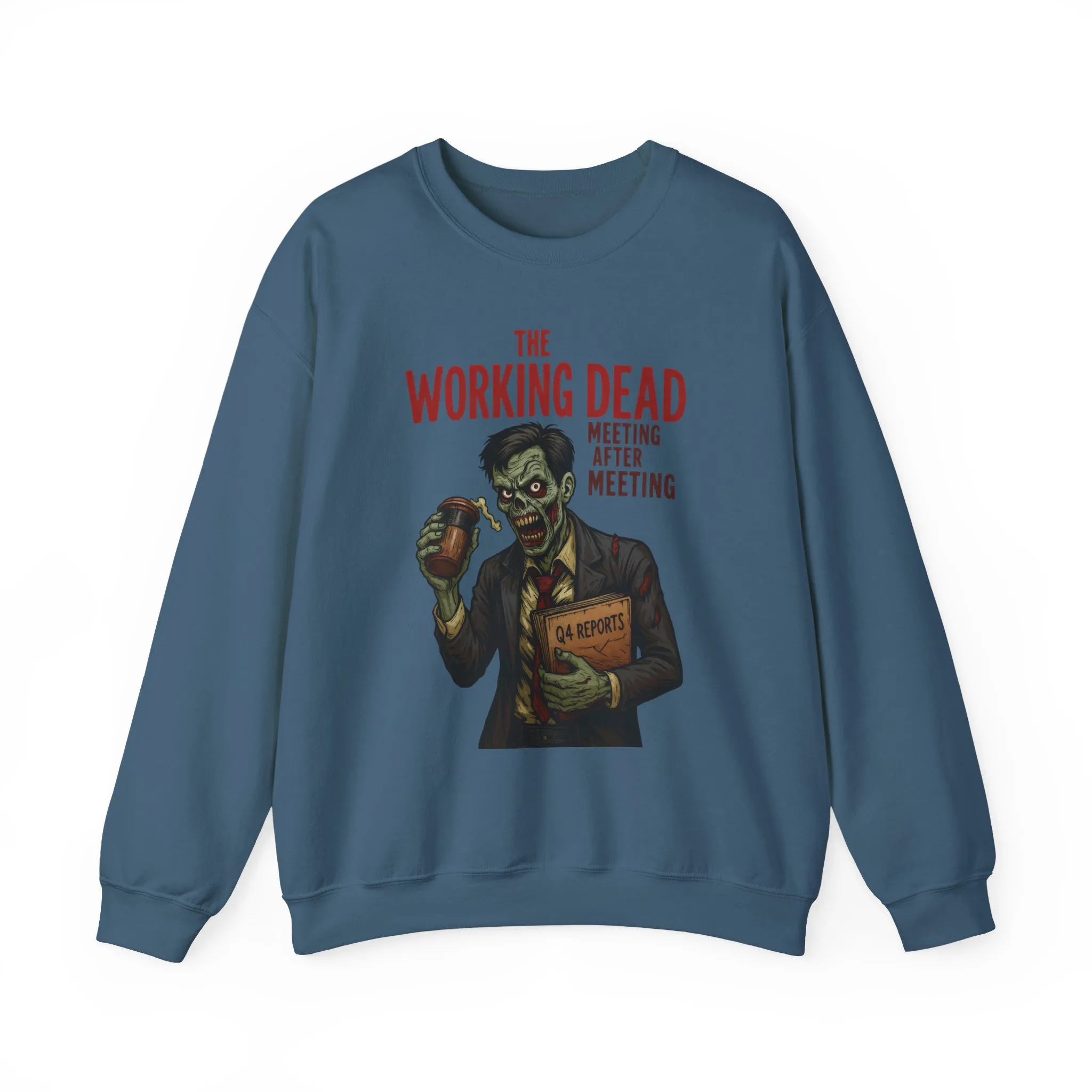 The Working Dead Men's Funny Zombie Sweatshirt, Office Humor Crewneck, Halloween Work Top - Image 30