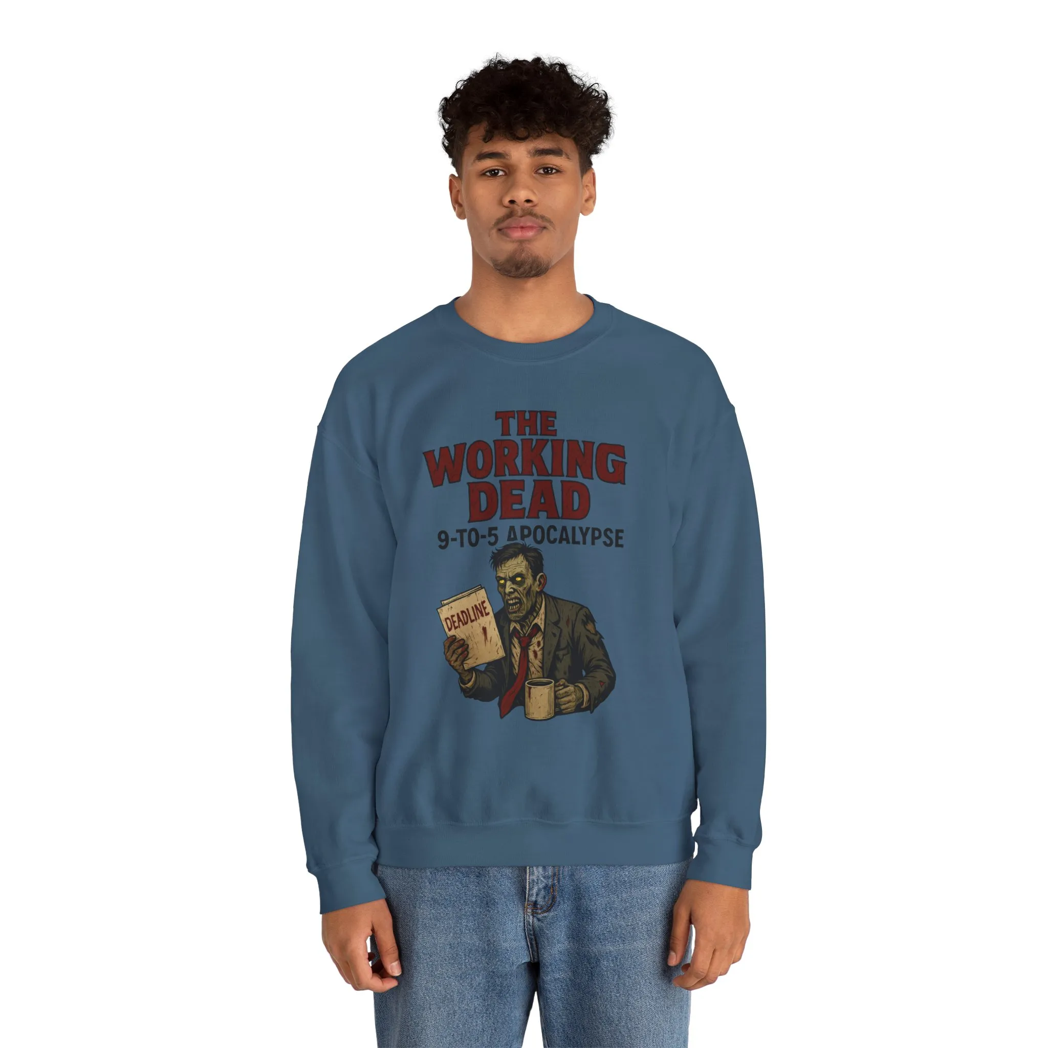 Men's The Working Dead 9-to-5 Apocalypse Sweatshirt, Funny Office Zombie Horror Pullover, Halloween Zombie Work Top - Image 20
