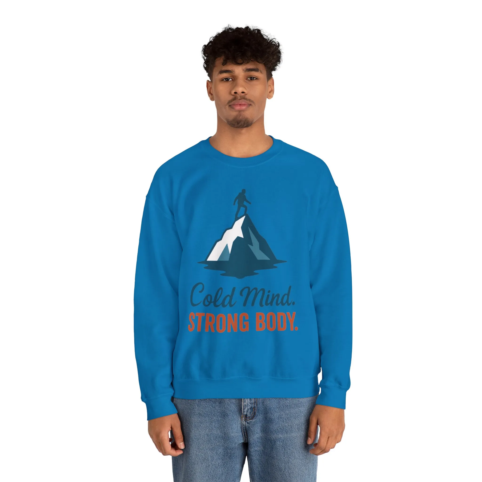 Mens Heavy Blend™ Crewneck Sweatshirt, Cold Mind Strong Body Sweatshirt, Nordic Mountain Minimalist Pullover - Image 31