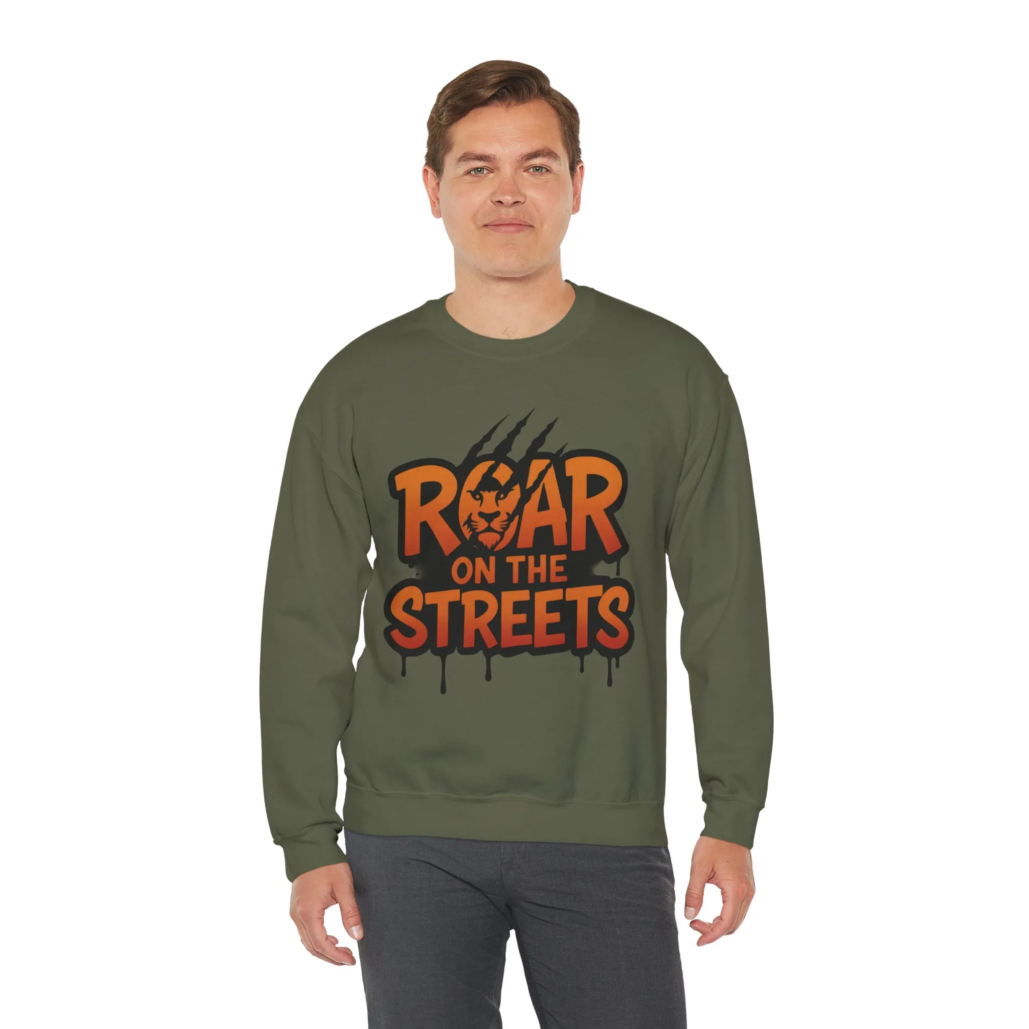 Mens Heavy Blend™ Crewneck Sweatshirt, Roar on the Streets Mens Lion Crewneck Sweatshirt - Image 12