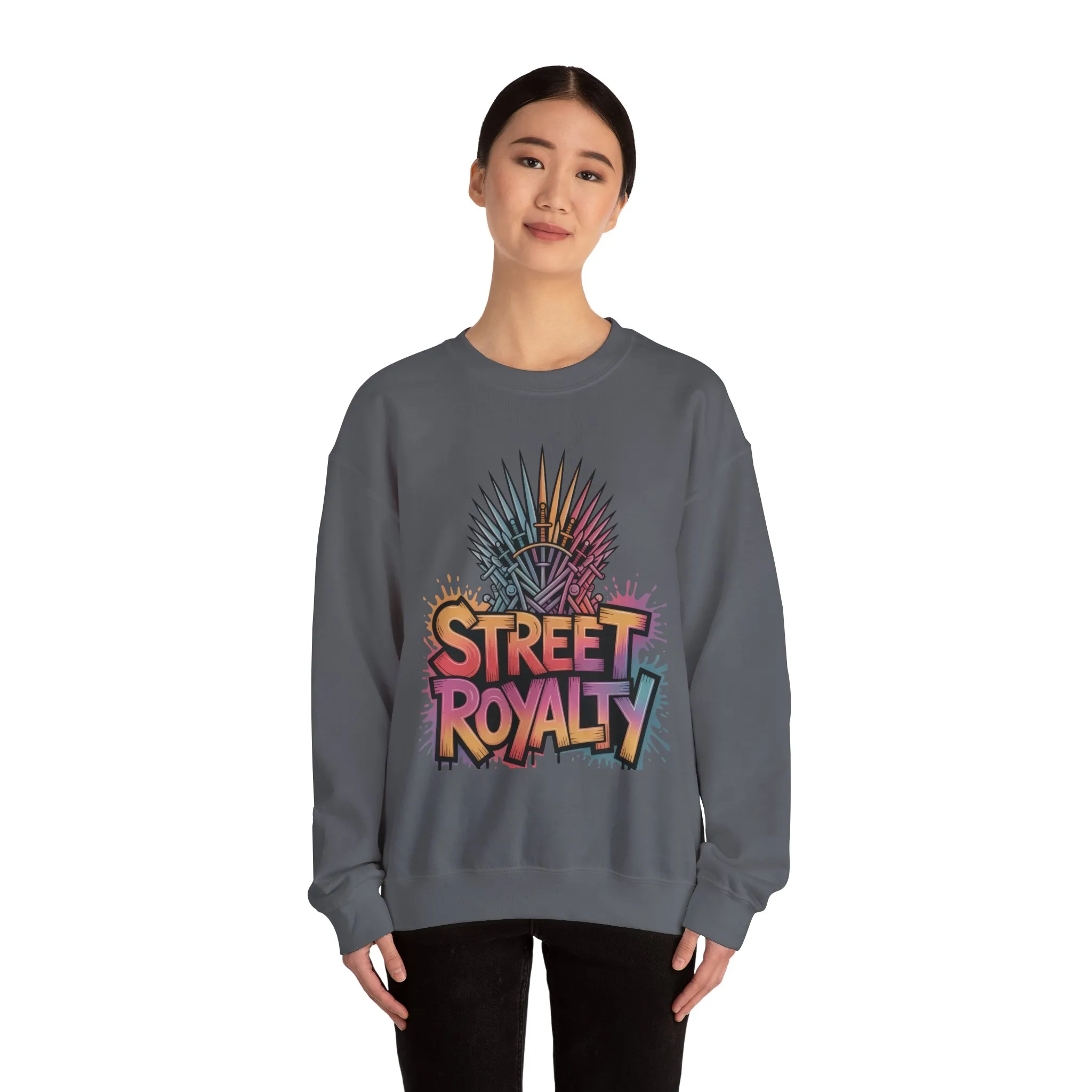 Street Royalty Women's Crewneck Sweatshirt, Graffiti Crown Graphic Pullover, Urban Streetwear Top - Image 16