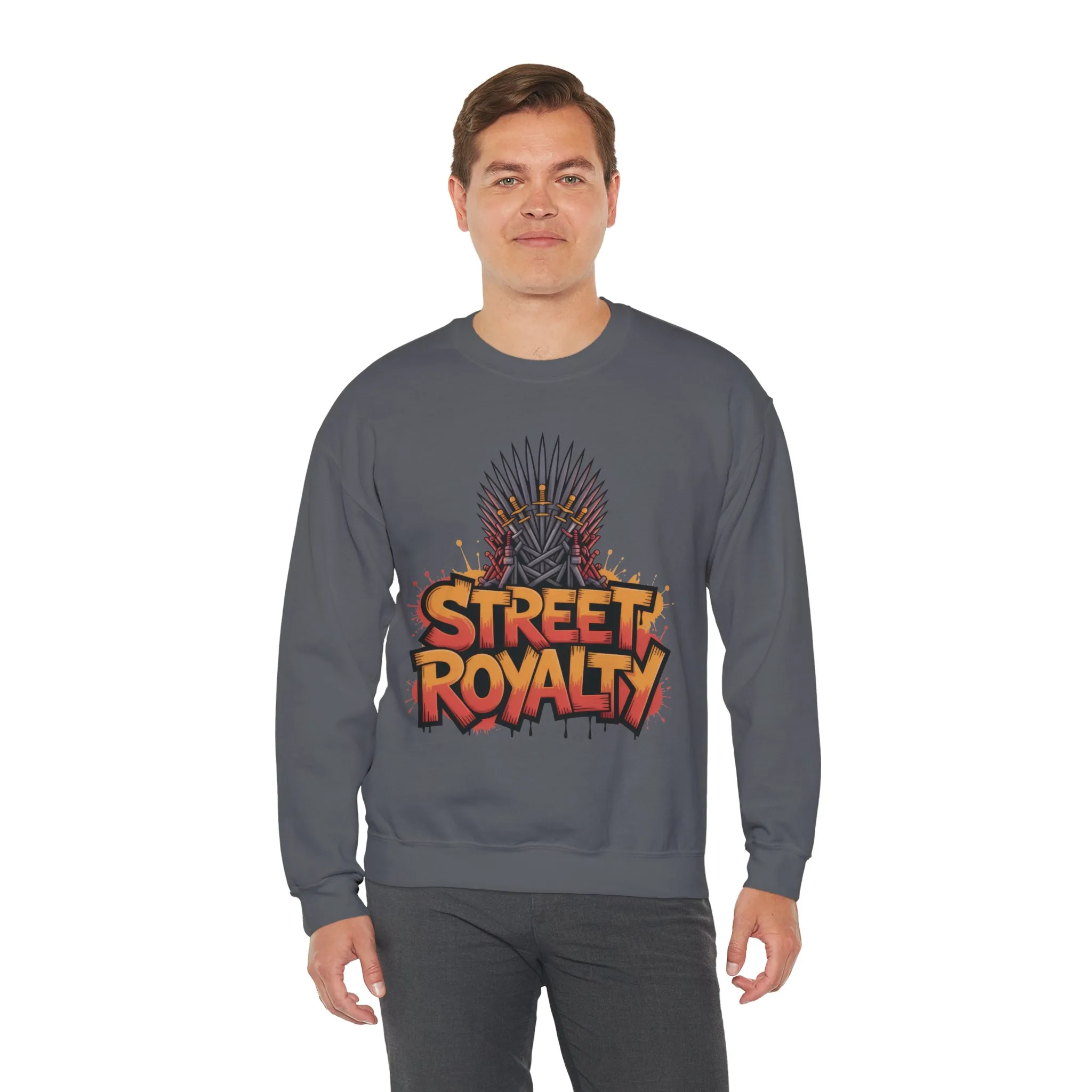 Street Royalty Men's Crewneck Sweatshirt, Graffiti Crown Graphic Pullover, Urban Streetwear Top for Men - Image 21