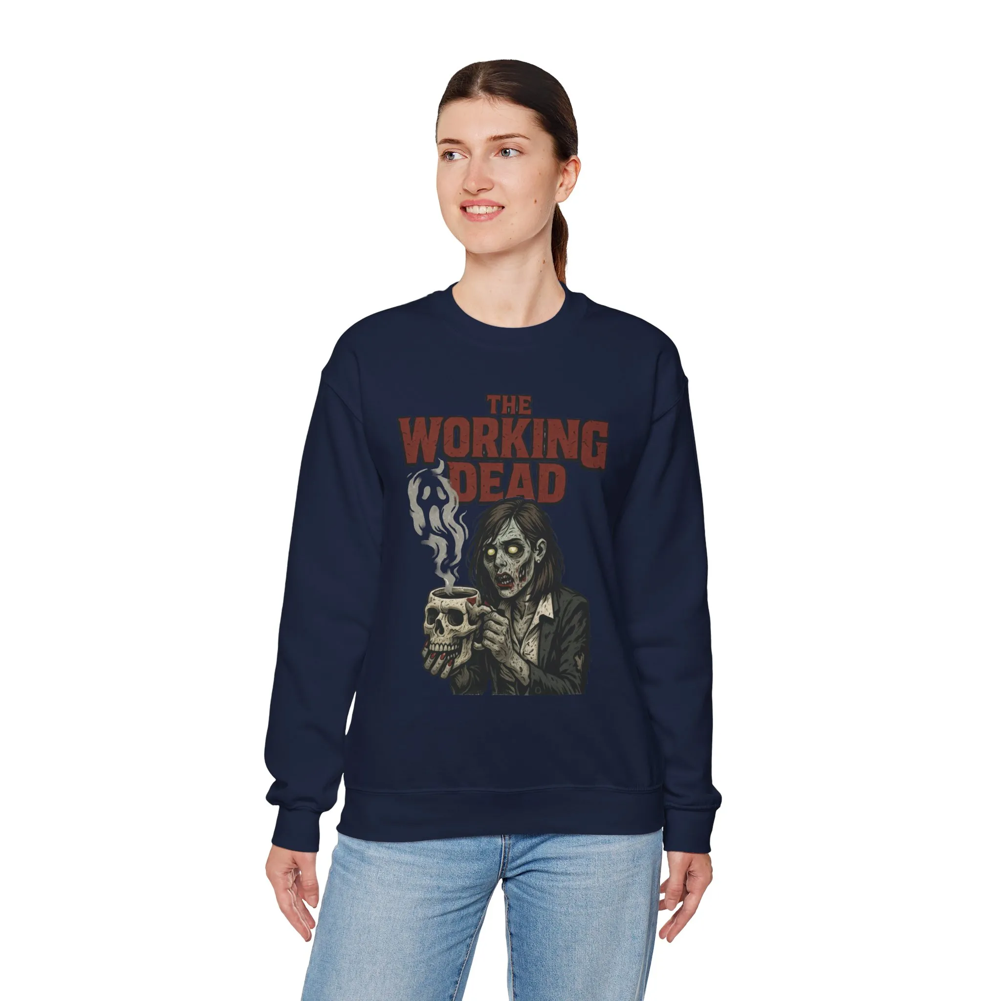 The Working Dead Women's Zombie Sweatshirt, Halloween Zombie Top, Work Humor Sweatshirt, Women's Heavy Blend™ Crewneck Sweatshirt - Image 21