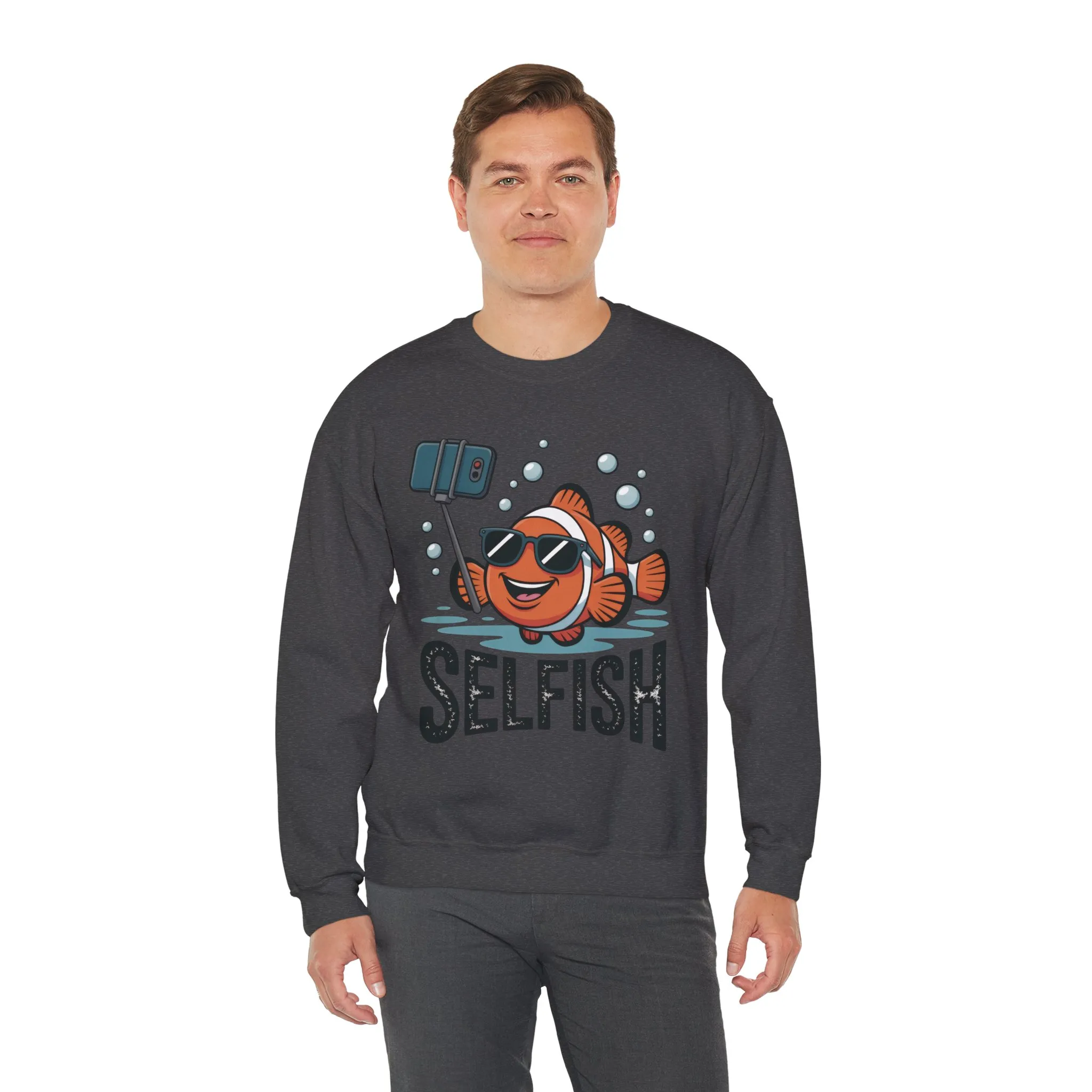 Unisex Heavy Blend™ Crewneck Sweatshirt, Mens Selfish Funny Fish Sweatshirt, Cute Selfie Pullover, Ocean Humor Top - Image 21