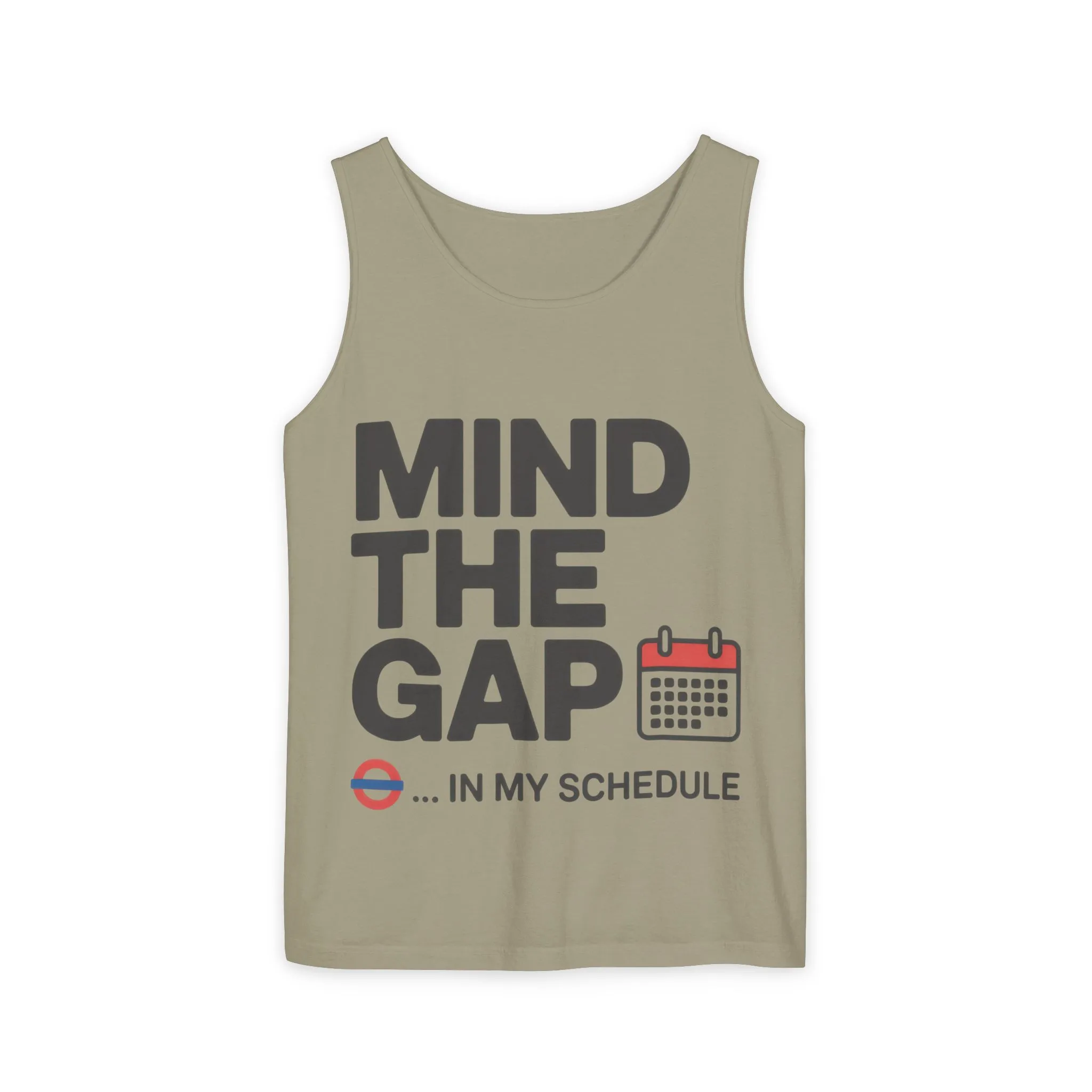 Funny Men's Tank Top, Mind The Gap in My Schedule, London Tube Inspired Office Humor Shirt - Image 3