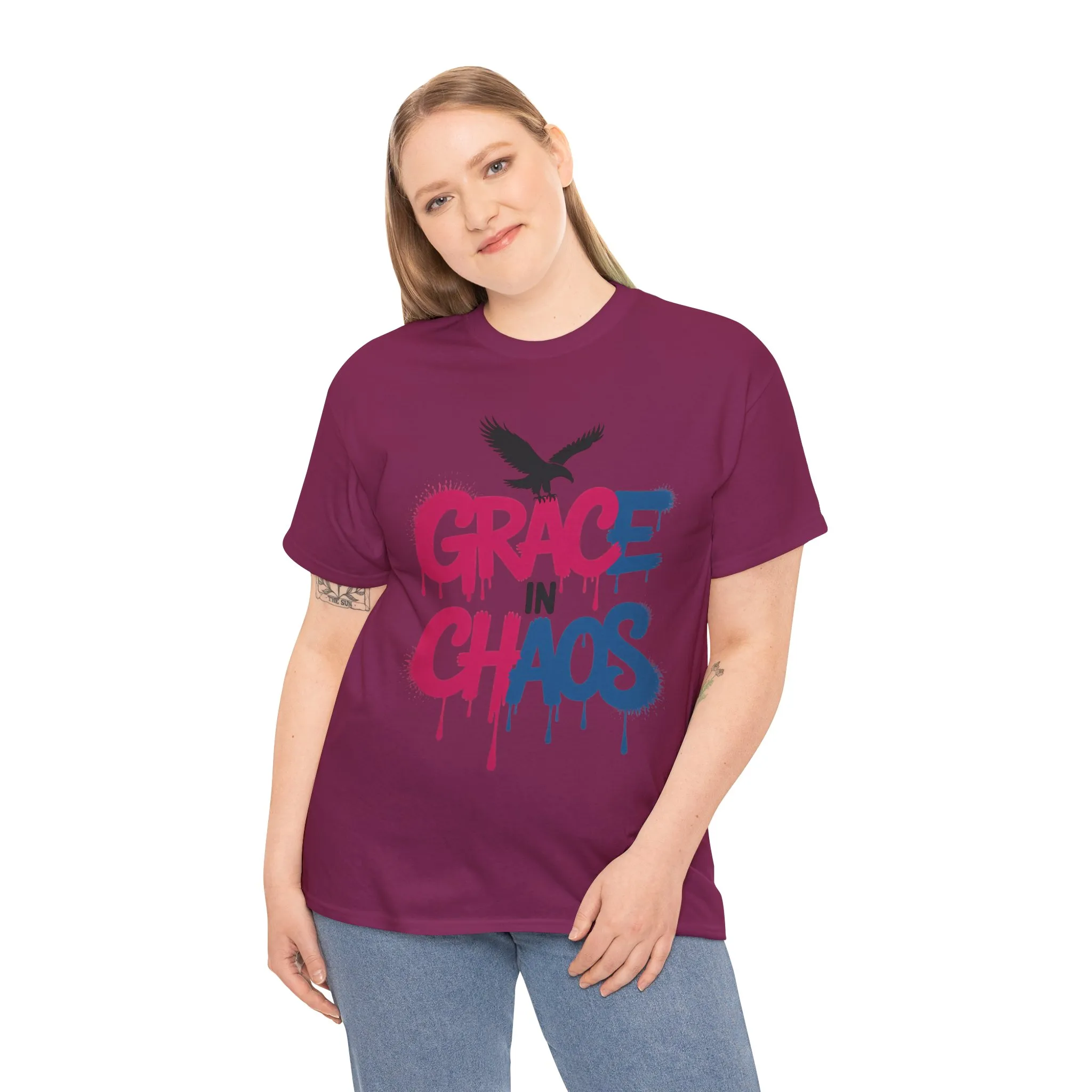 Women's Graffiti T-Shirt, Grace in Chaos Dripping Street Art Tee, Bold Urban Graphic Shirt - Image 27