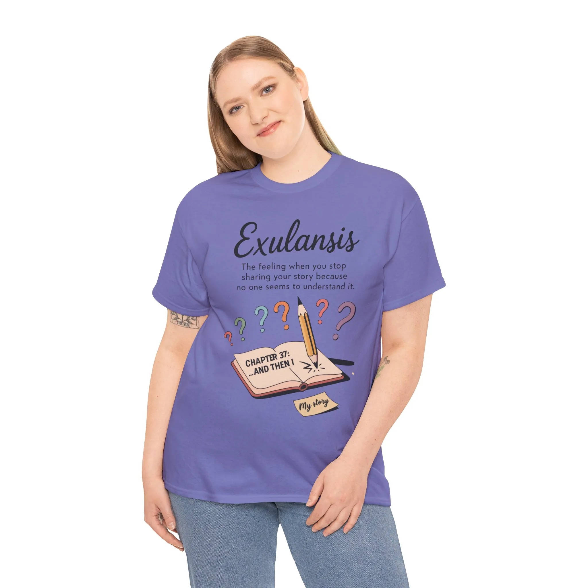 Exulansis Shirt, Emotional Aesthetic Word Tee, Deep Meaning Typography Graphic Tee, Women's Heavy Cotton Tee, deep meaning t shirt - Image 23