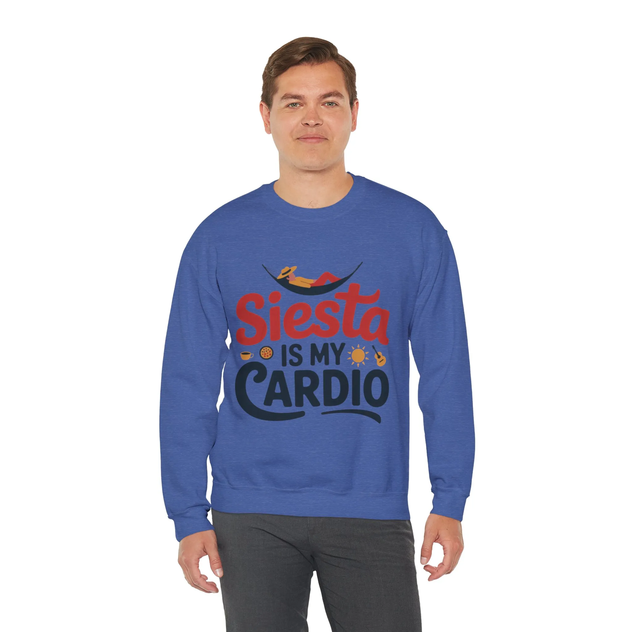 Mens Heavy Blend™ Crewneck Sweatshirt, Siesta Is My Cardio Funny Mens Sweatshirt Spain Gift - Image 18