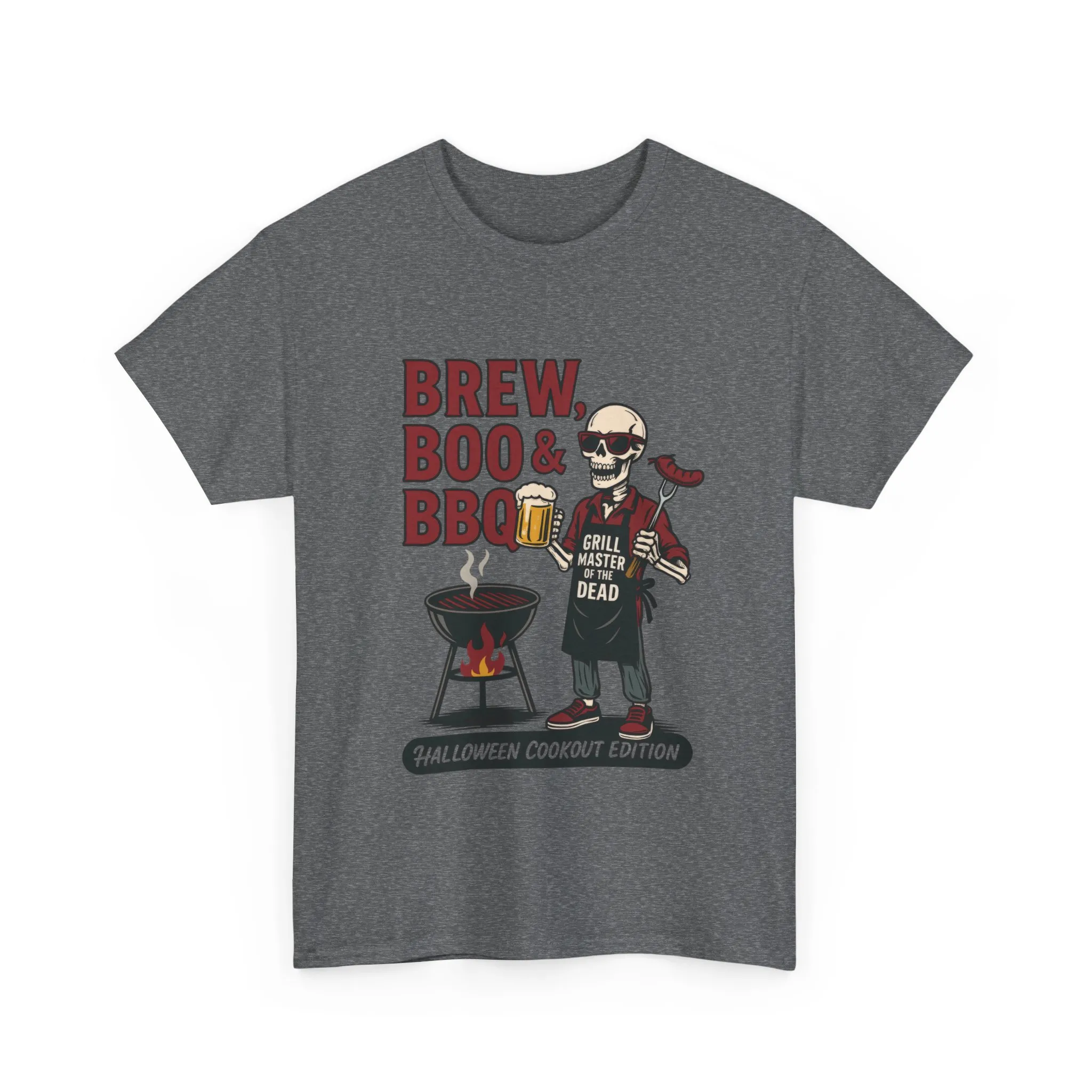 Halloween BBQ Men's T-Shirt, Brew Boo&BBQ Skeleton Grill Master Tee, Funny Dad Gift, Grill Master Tee, Grill Dad Halloween - Image 10