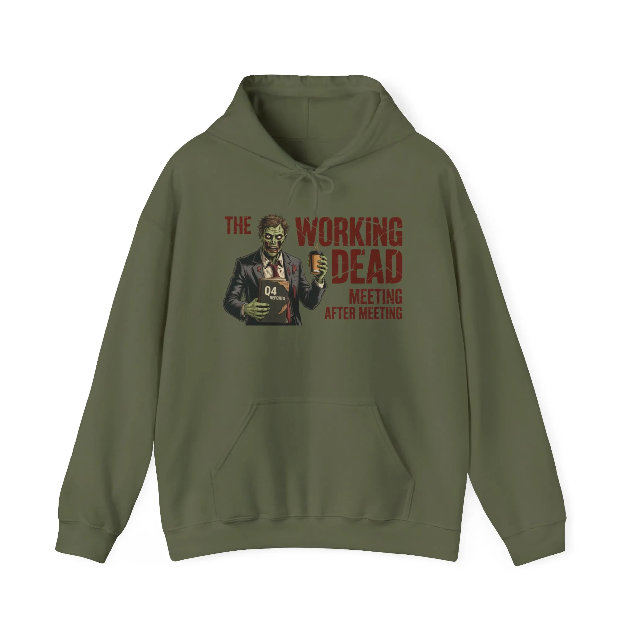 The Working Dead Men's Zombie Hoodie, Funny Office Meeting Sweatshirt, Men's Heavy Blend™ Hooded Sweatshirt, Halloween Work Humor Zombie top - Image 13