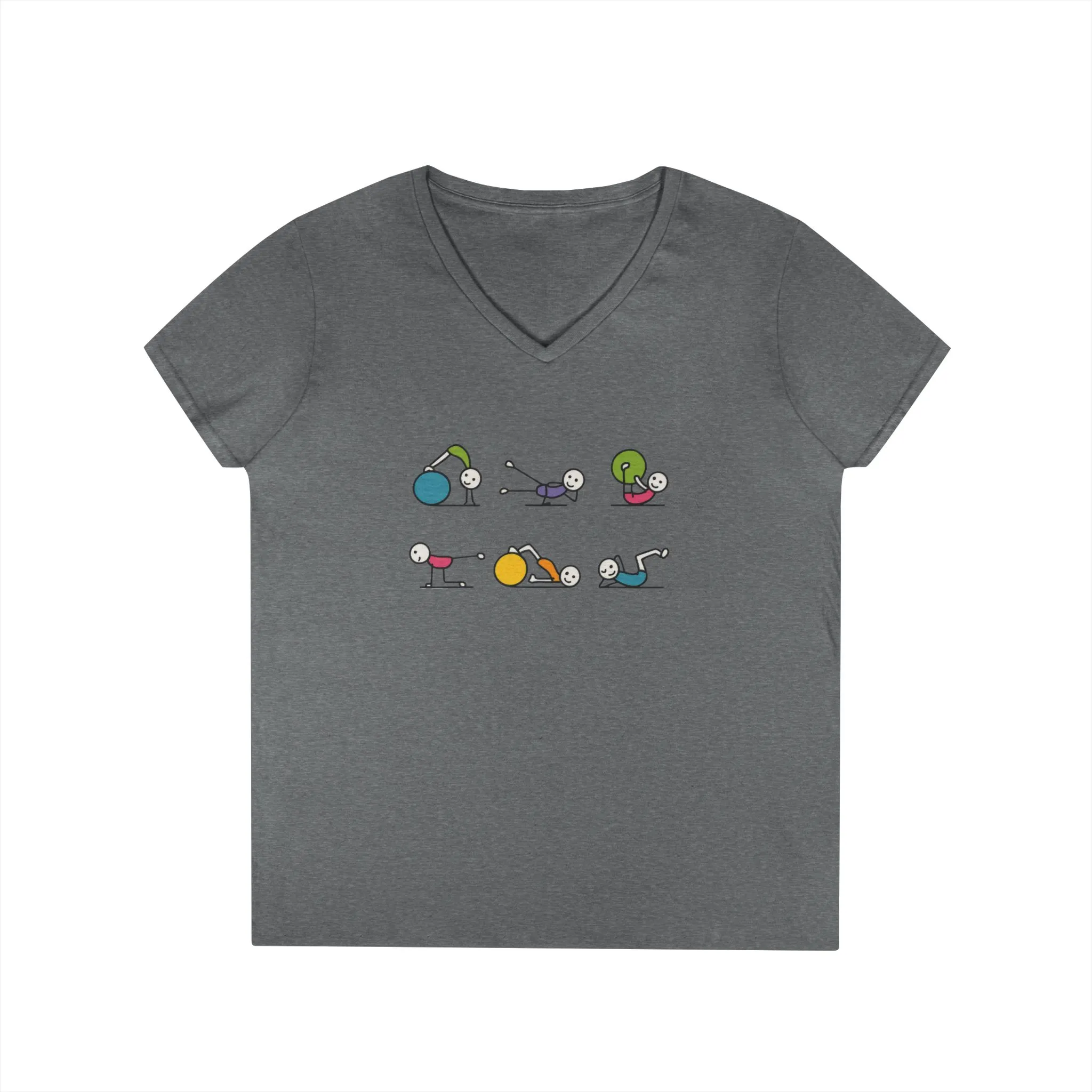 Ladies V-Neck T-Shirt, Fit Fun Pilates Figure Womens T-Shirt, Cute Workout Tee, Funny Yoga Gym Top for Women - Image 7