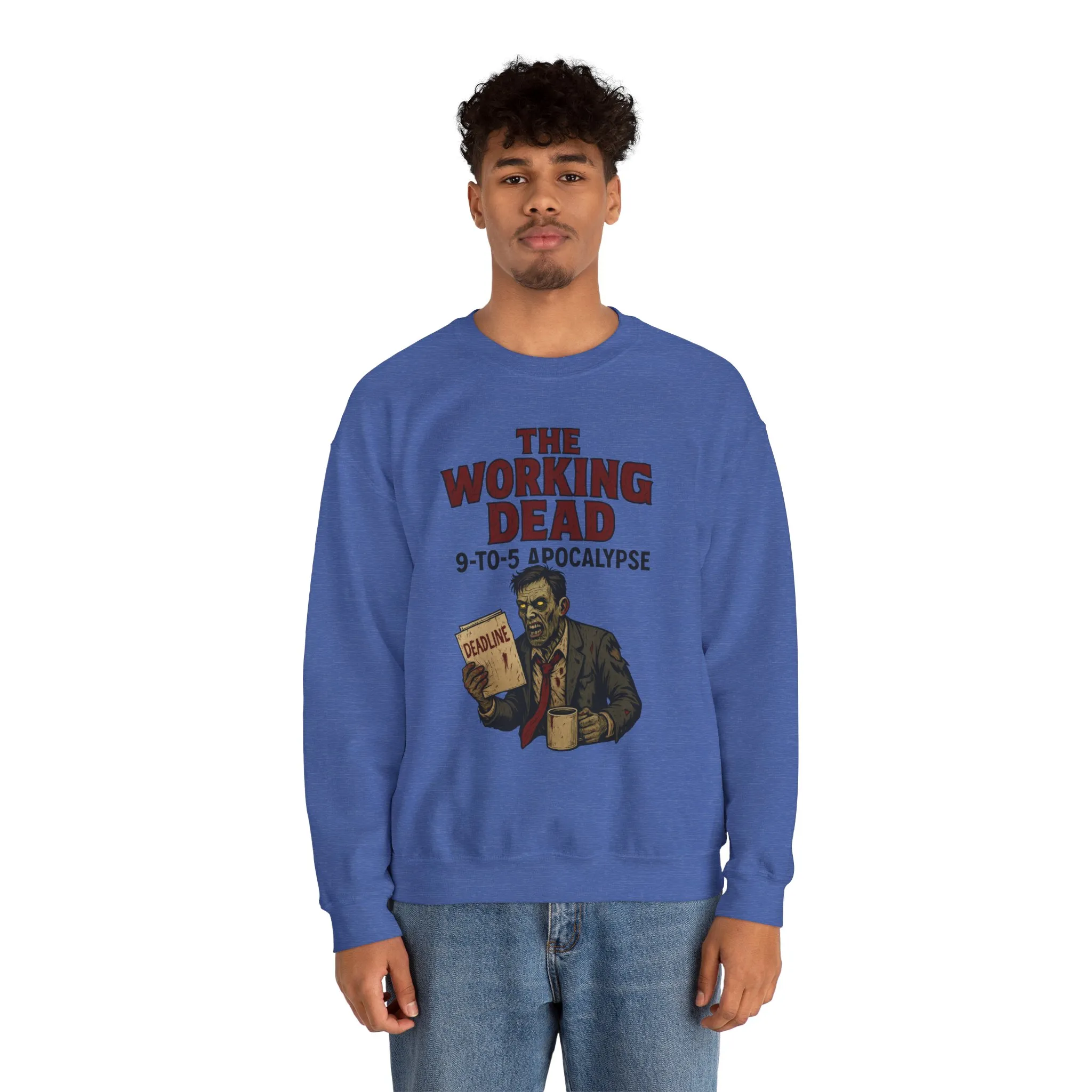 Men's The Working Dead 9-to-5 Apocalypse Sweatshirt, Funny Office Zombie Horror Pullover, Halloween Zombie Work Top - Image 17